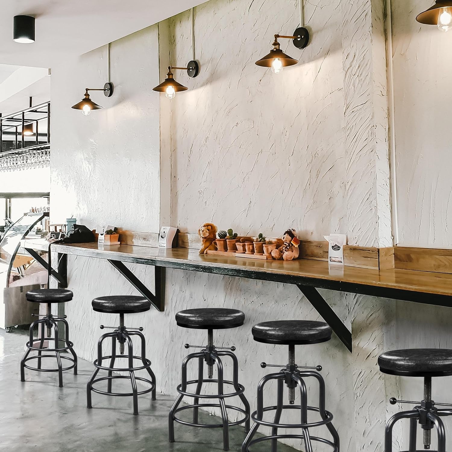 Black Bar Stool 21 To 28 Inch Industrial Kitchen Stool-1