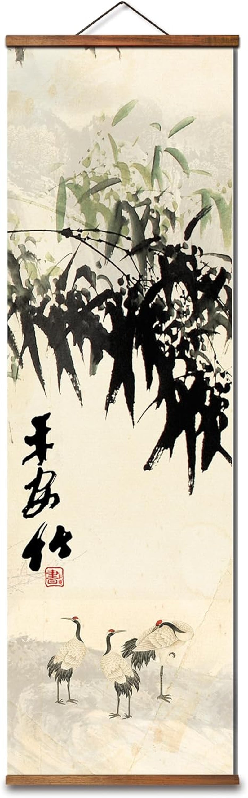 Hand crafted Impression Bamboo Forest Scroll Wall Art Walnut-4
