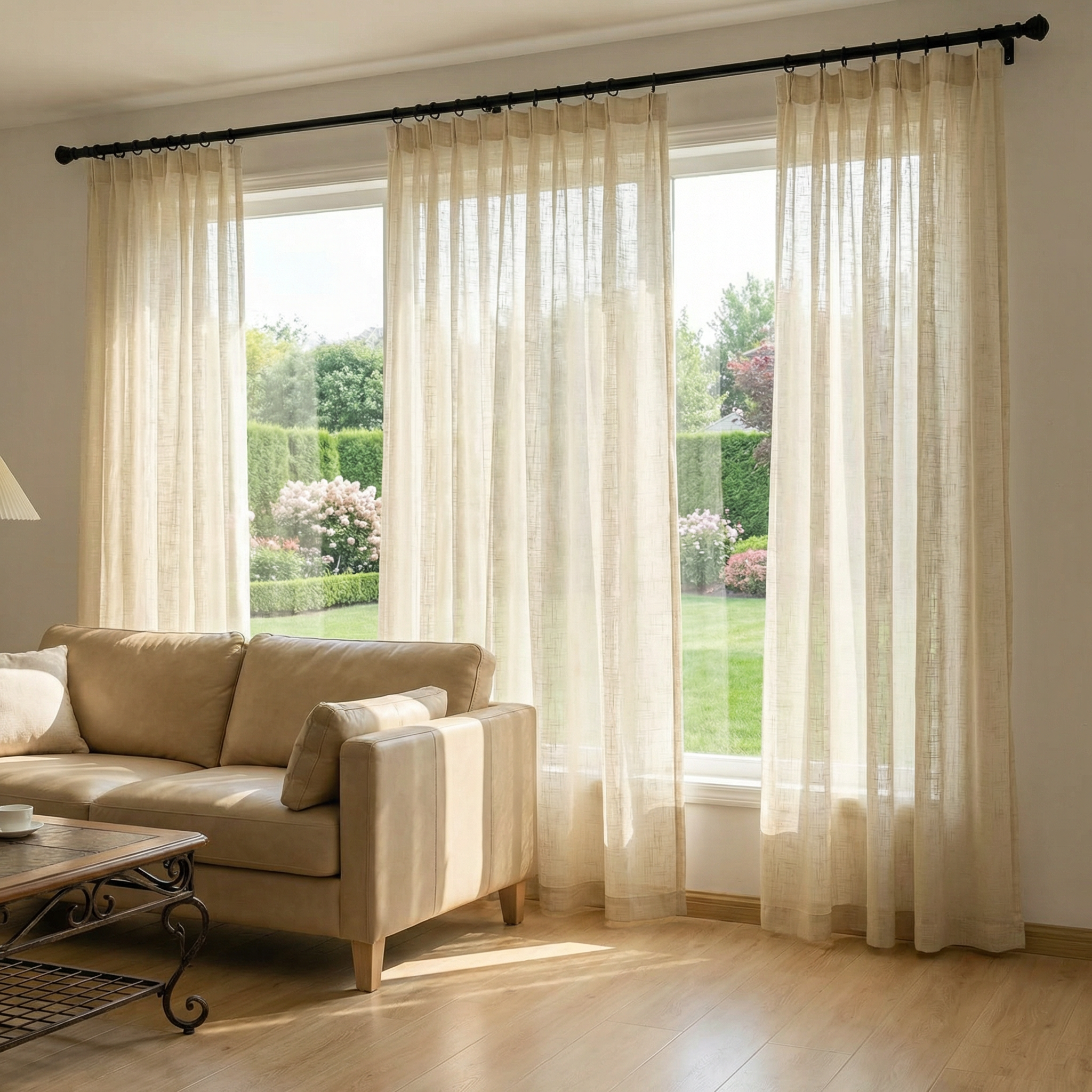Custom Linen Sheer Solid Curtains