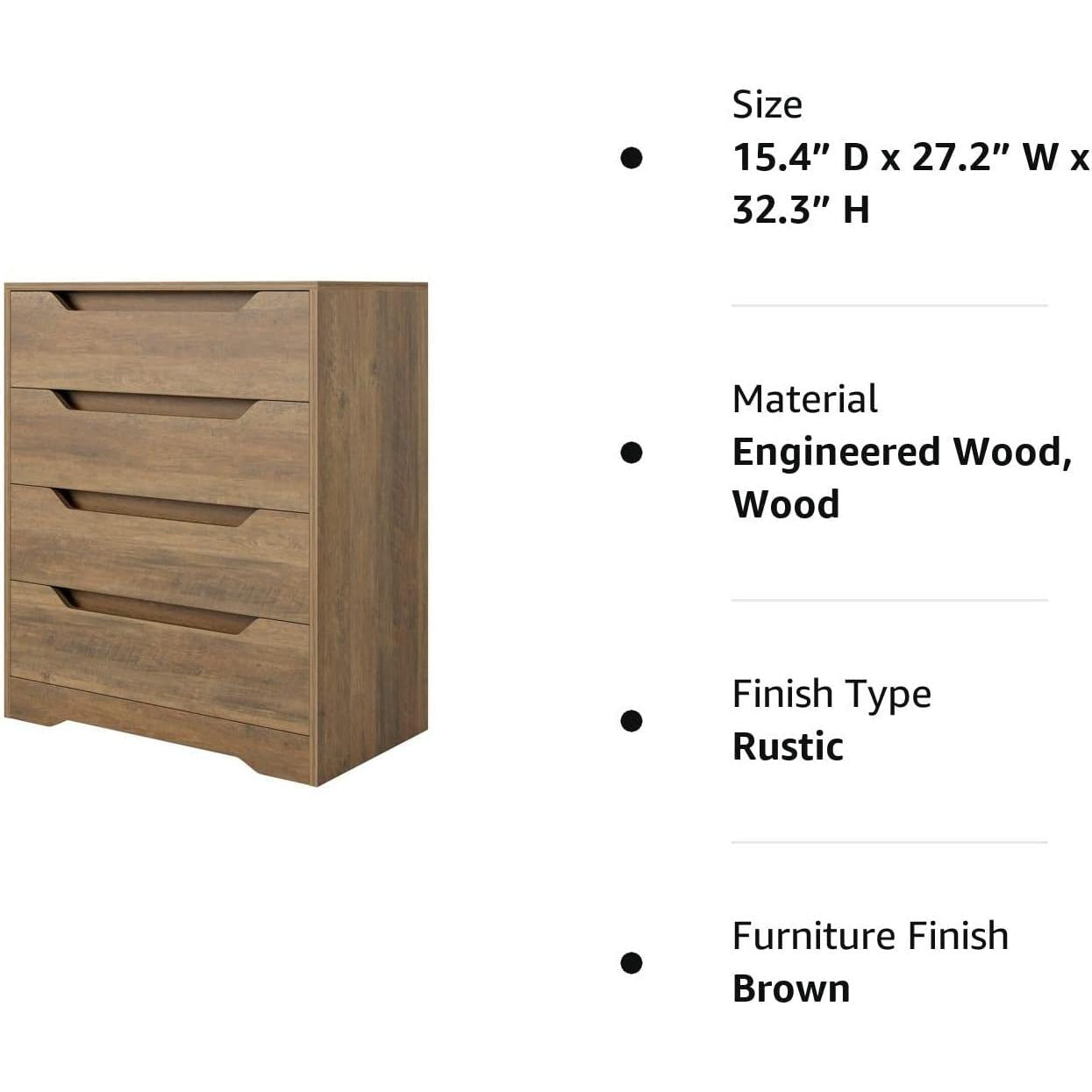 Modern 4 Drawer Dresser with Cut-Out Handles-1