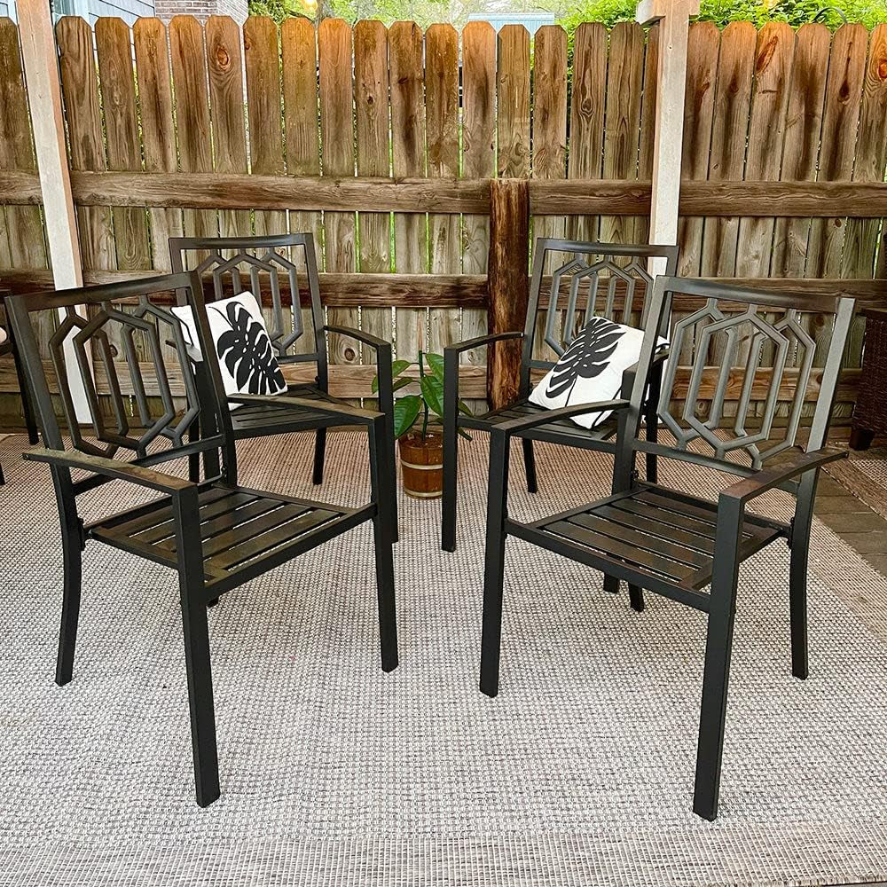 5 Piece Metal Patio Dining Set 37 In Table And 4 Chairs-4