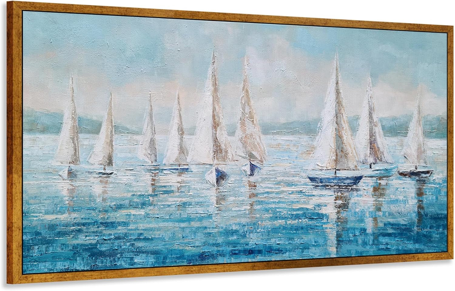 Sailing Ship Canvas Wall Art Textured Midnight Blue Hue-2