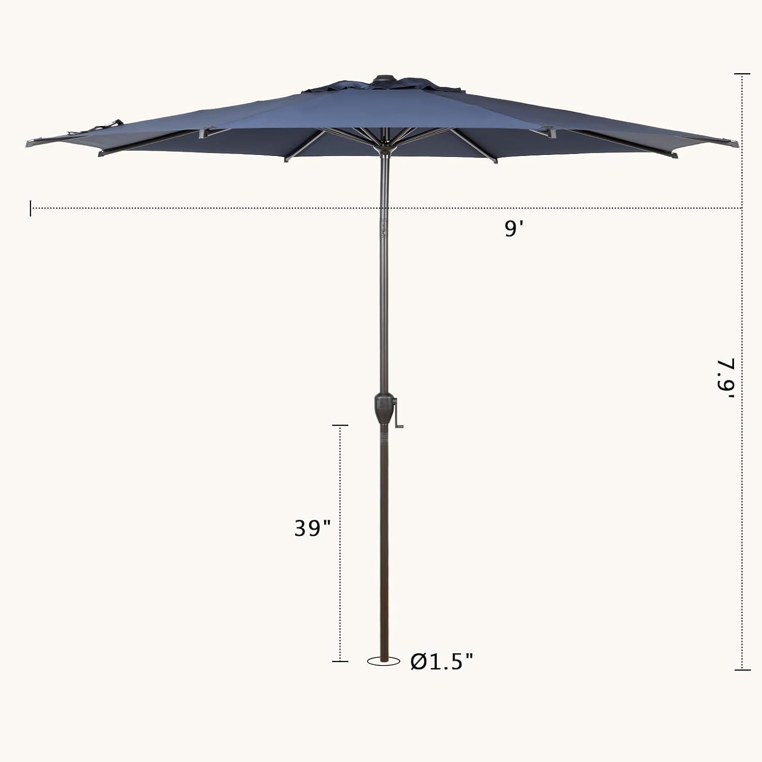 9Ft Lyon Outdoor Patio Umbrella Dark Blue Garden Shade-1