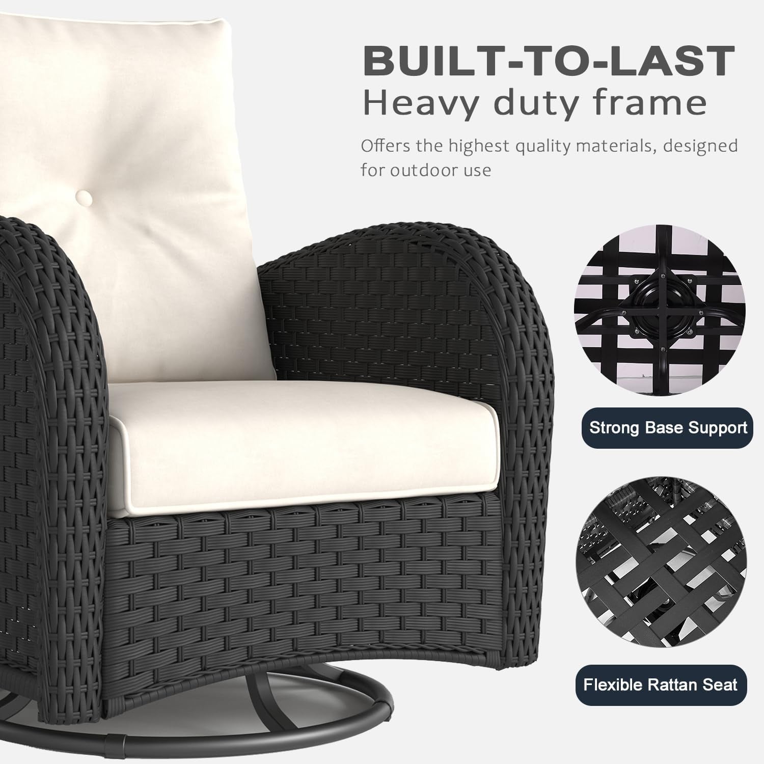6 Piece Outdoor Patio Furniture Set Sectional Swivel Rocker Chairs-3