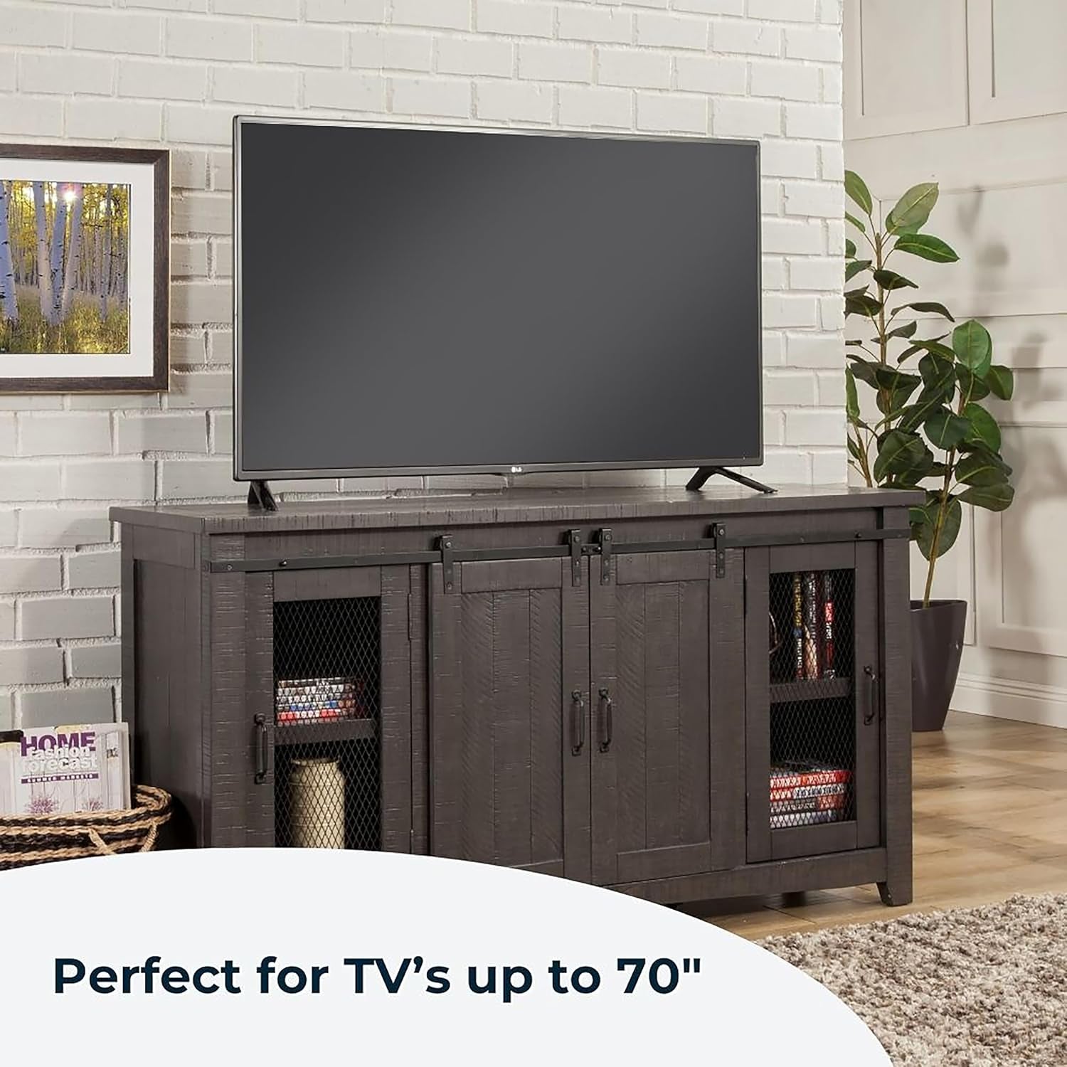 Sierra 65" Solid Wood TV Stand, Grey-4