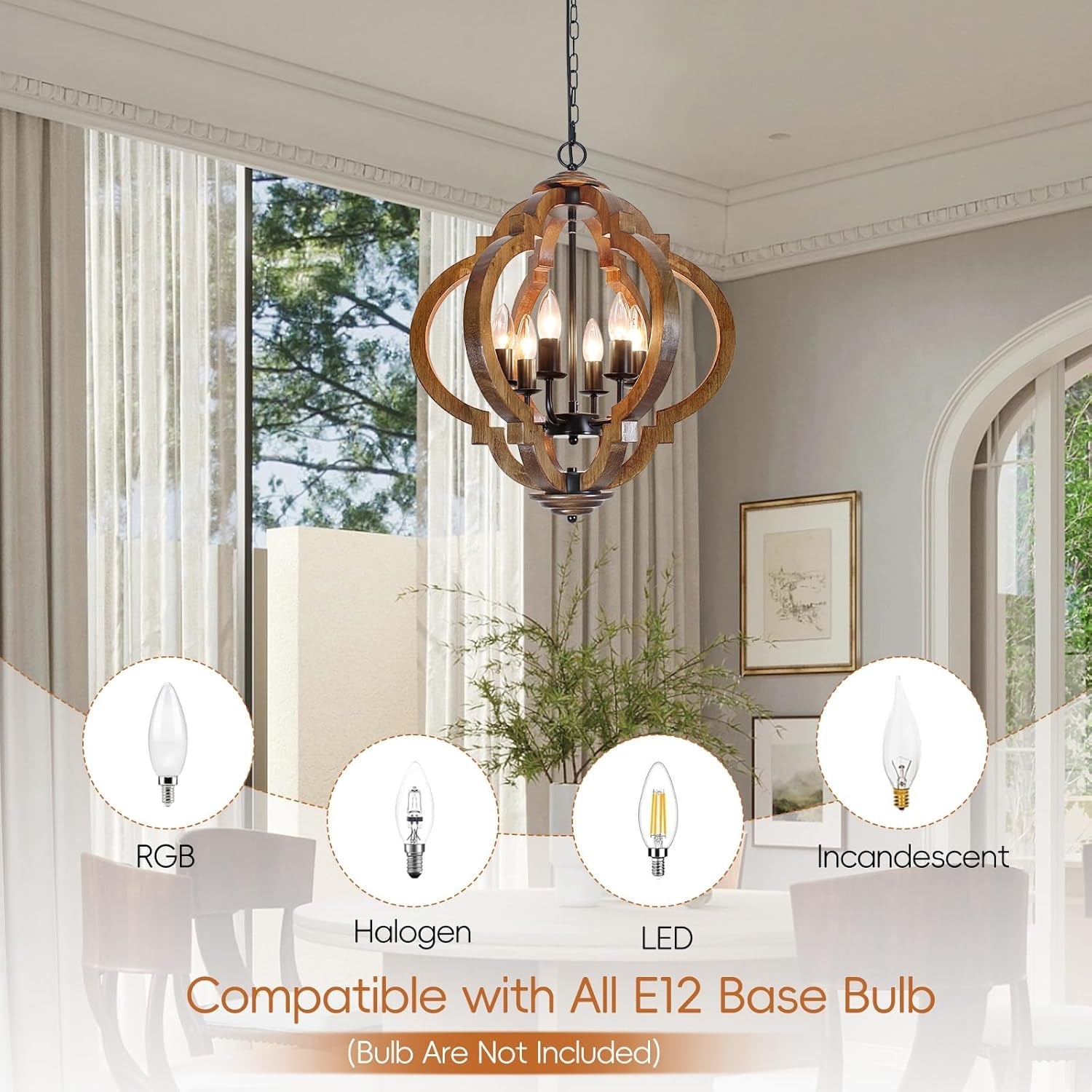Six Light Farmhouse Chandelier Rustic Black Metallic-1