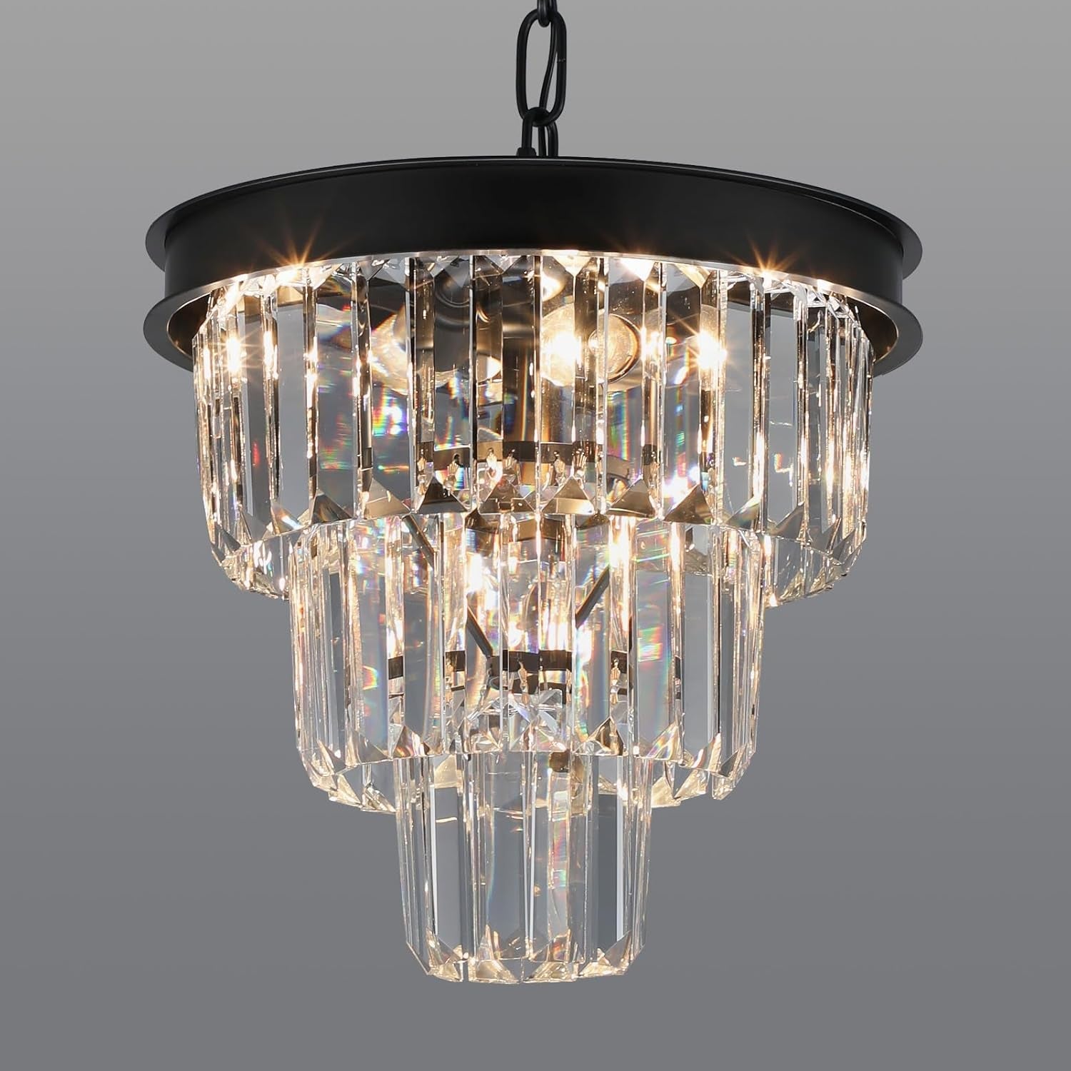 Black Four Light Crystal Chandelier Dining Pendant-0