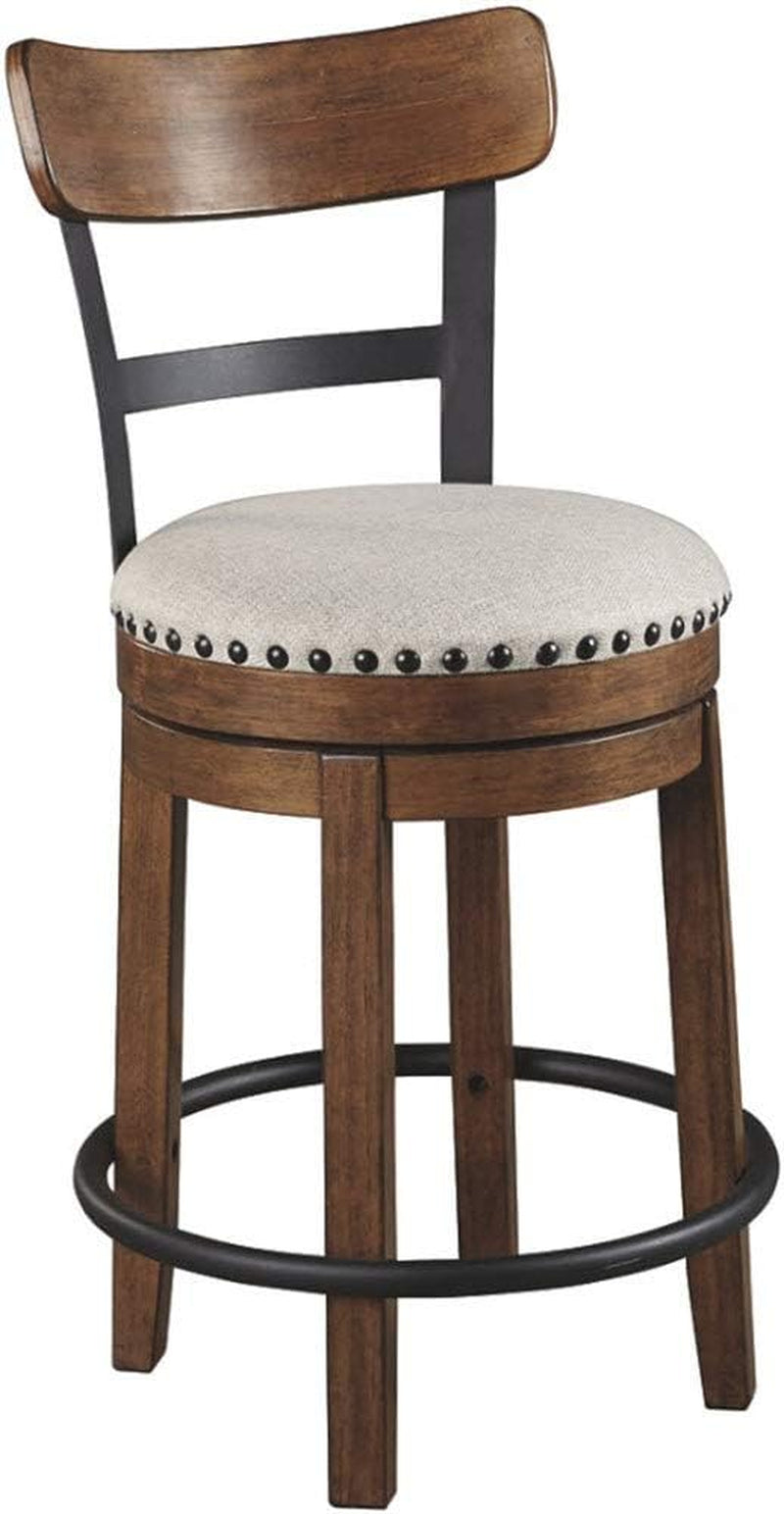 Valebeck Rustic Farmhouse 24.5” Counter Height Swivel Bar Stool, Brown-0