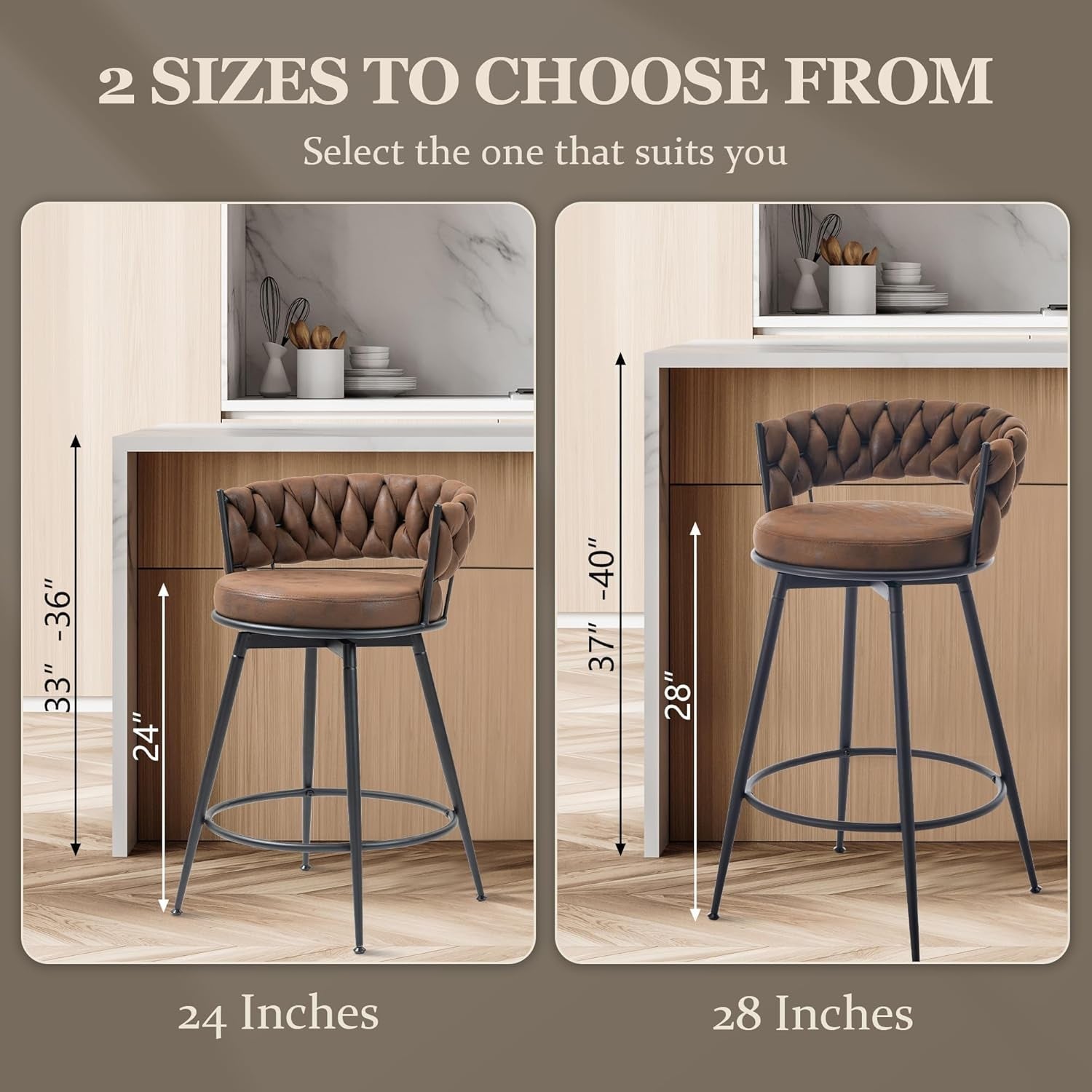 Modern Swivel Bar Stools Set of Two Stylish Design-2