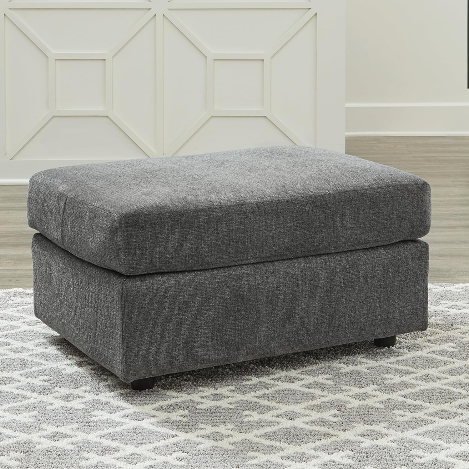 Stairatt Rectangular Gray Upholstered Ottoman Cushioned-1
