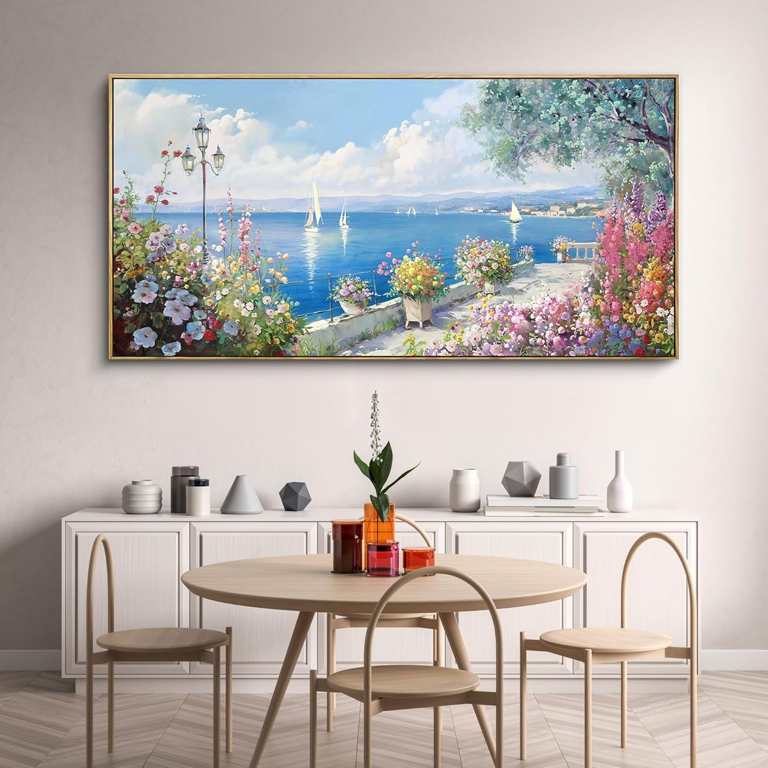 Ultramarine Coastal Seascape Canvas Wall Art 58x29-3