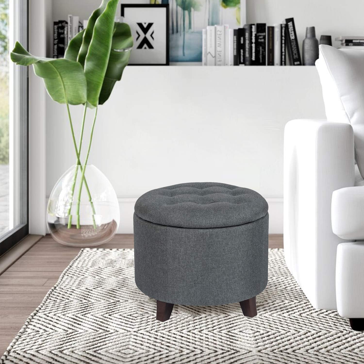 Gray Fabric round Ottoman by Designs4Comfort-0
