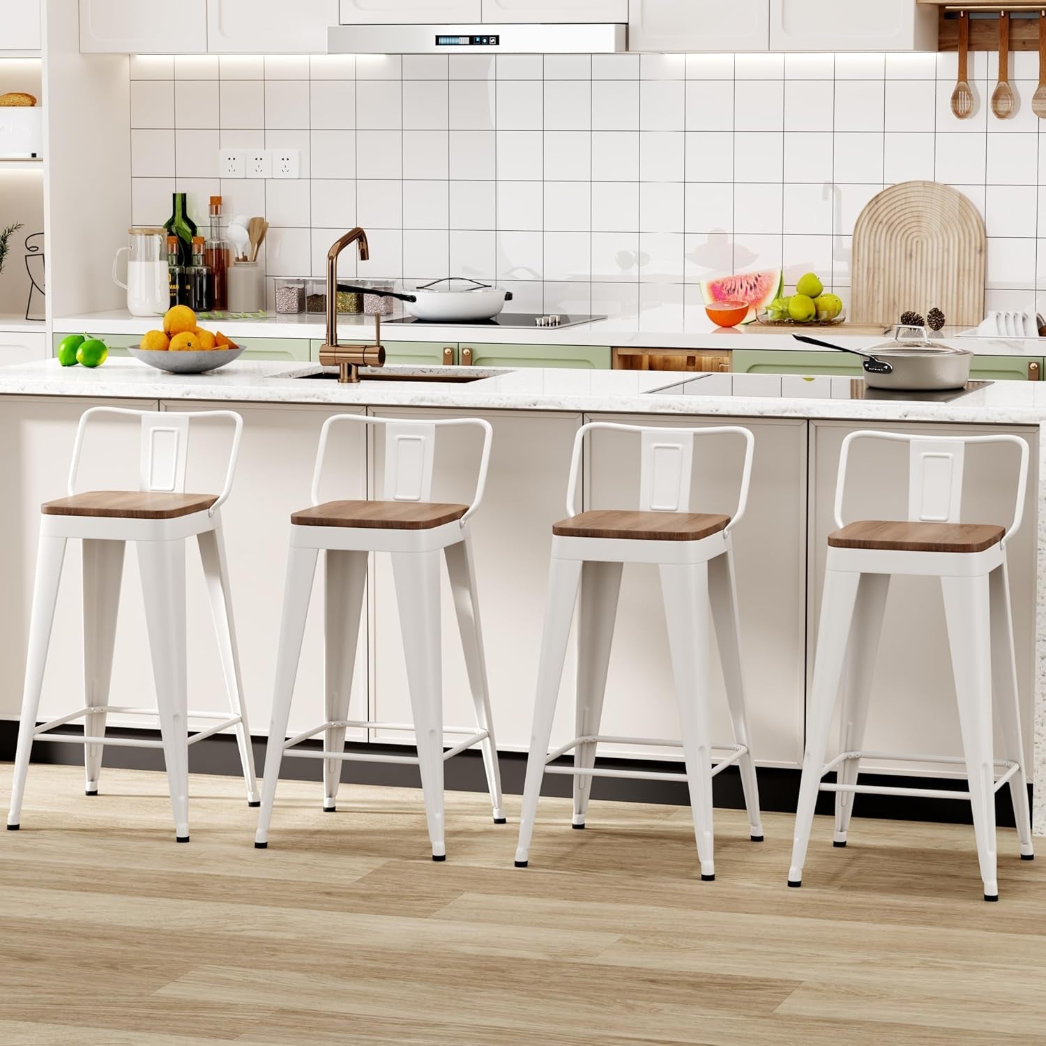 Stylish Set of Four Stackable Counter Height Bar Stools-0