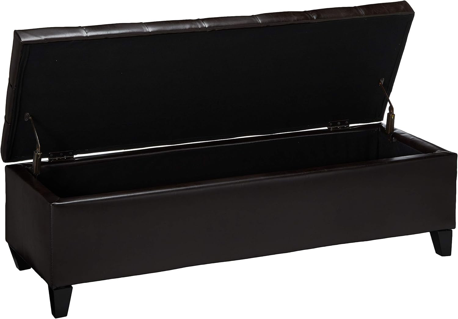 Genuine Leather Storage Ottoman Brown Large Capacity-4