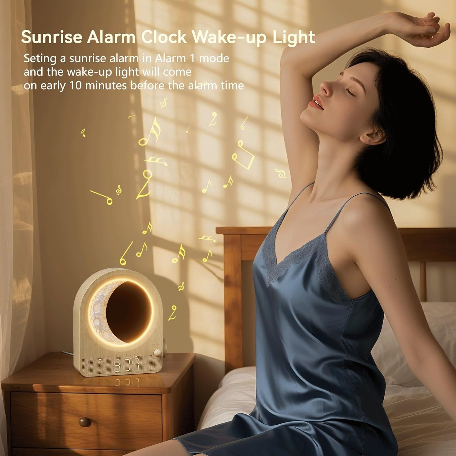 Sunrise Alarm Clock With Moon Lamp Dimmer Controller-3