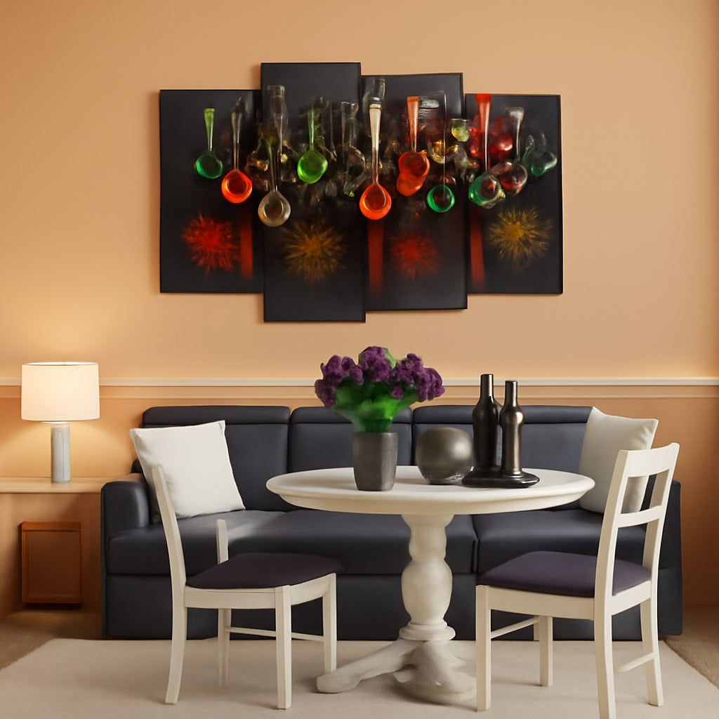4 Piece Spice Spoon Canvas Art Set For Kitchen Wall Decor-0