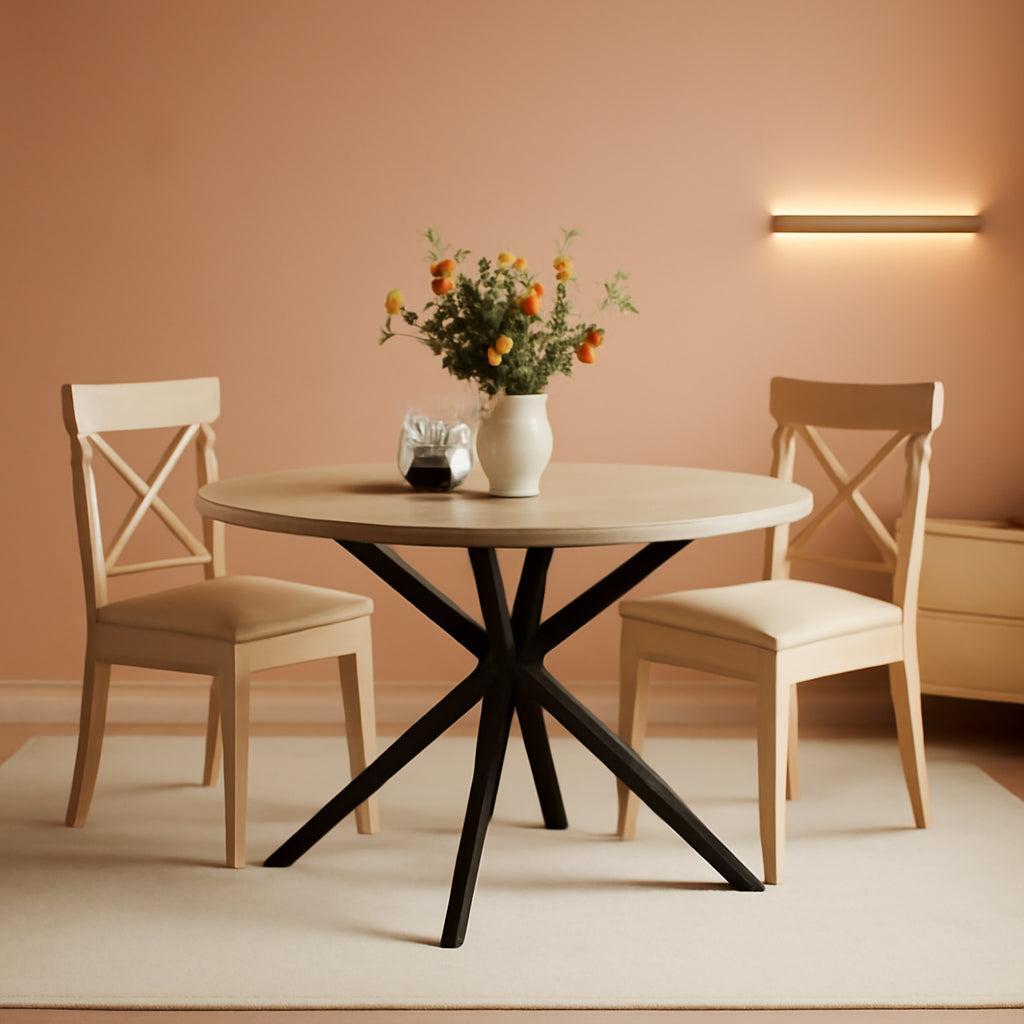 Round 47.2 Inch Circular Dining Table NaturalOakFinish-0