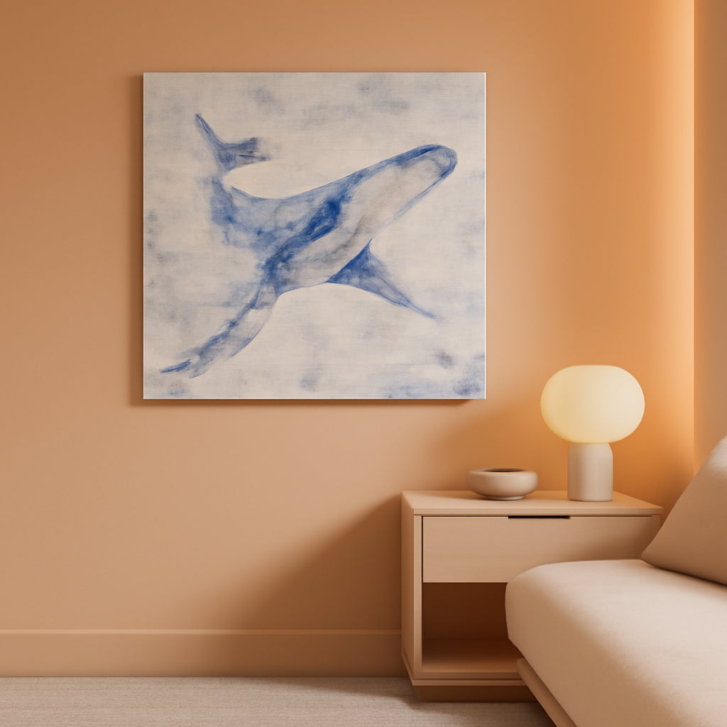 Deep Blue Whale Canvas Wall Art Gallery Wrapped 30x40in-0