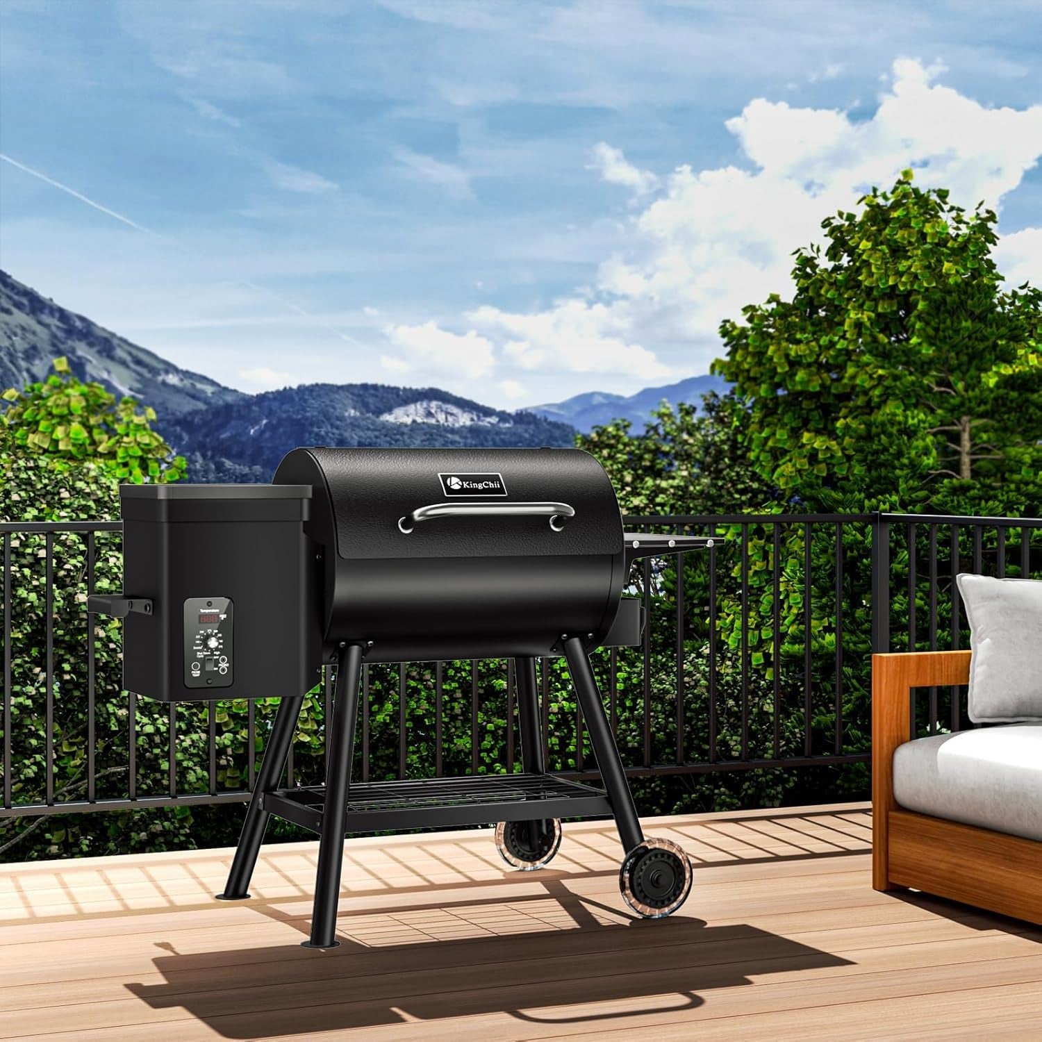 Wood Pellet Grill Smoker 456 Sq In Temperature Control