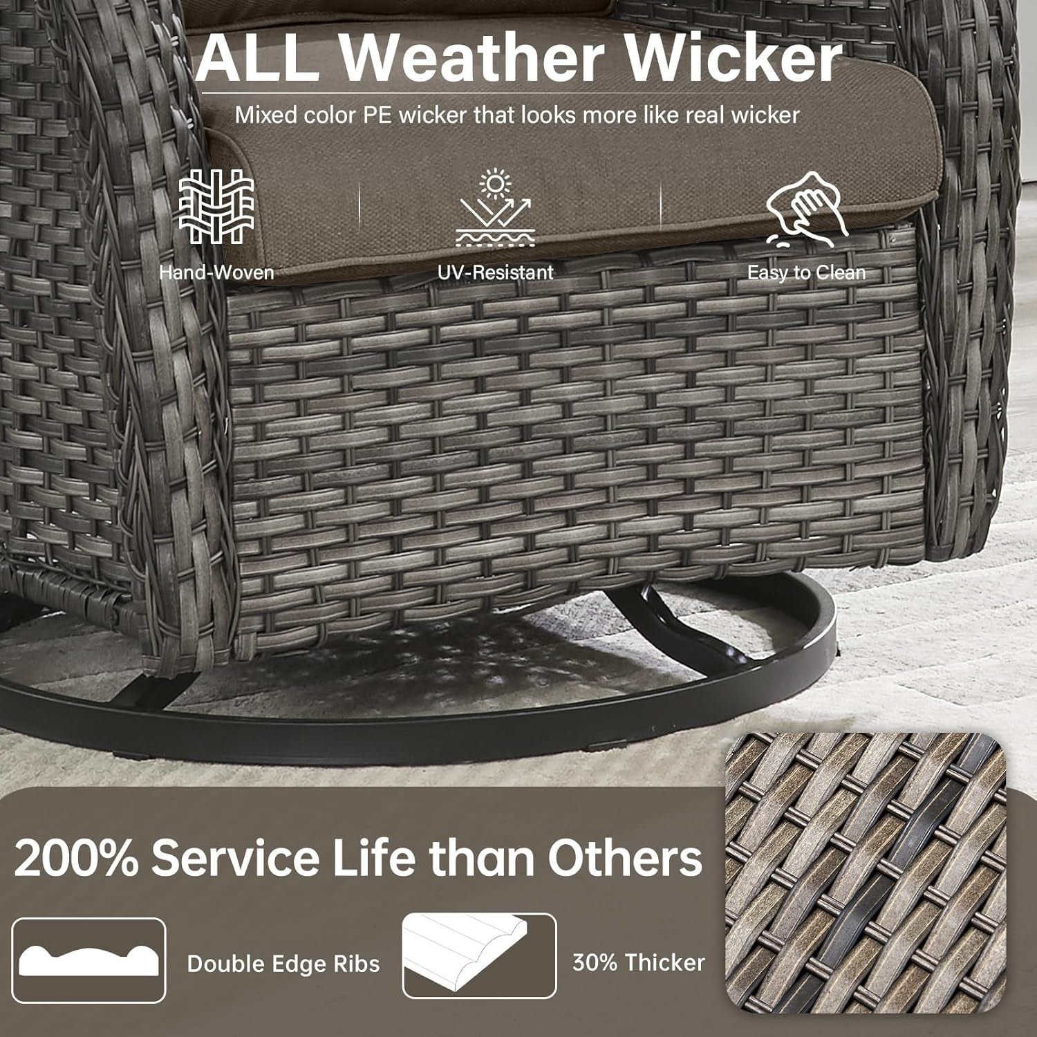 Comfortable Outdoor Swivel Rocker Patio Chairs Set-3