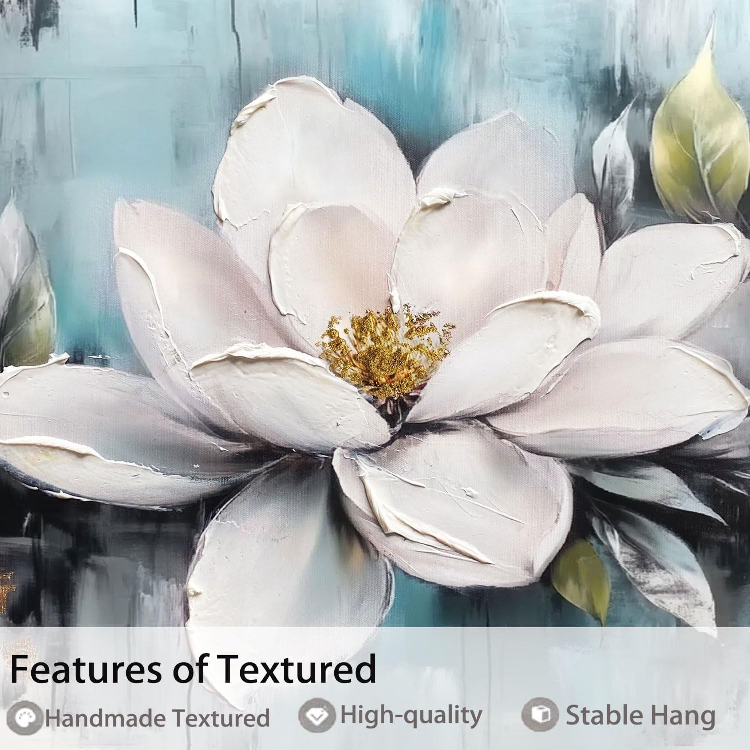 Framed Magnolia Wall Art 40x20 MoonstoneTeal Textured-2