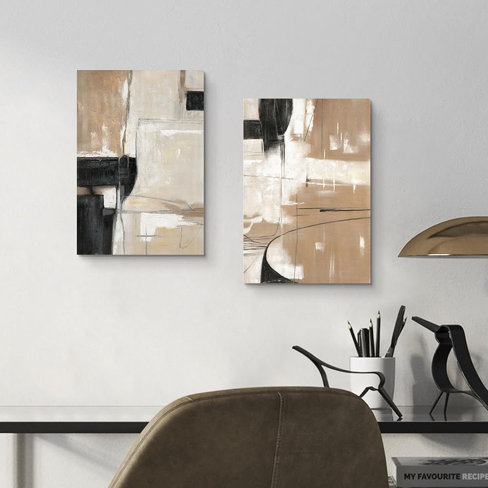 Abstract Geometric Canvas Wall Art 16x11 Inches Mahogany-2