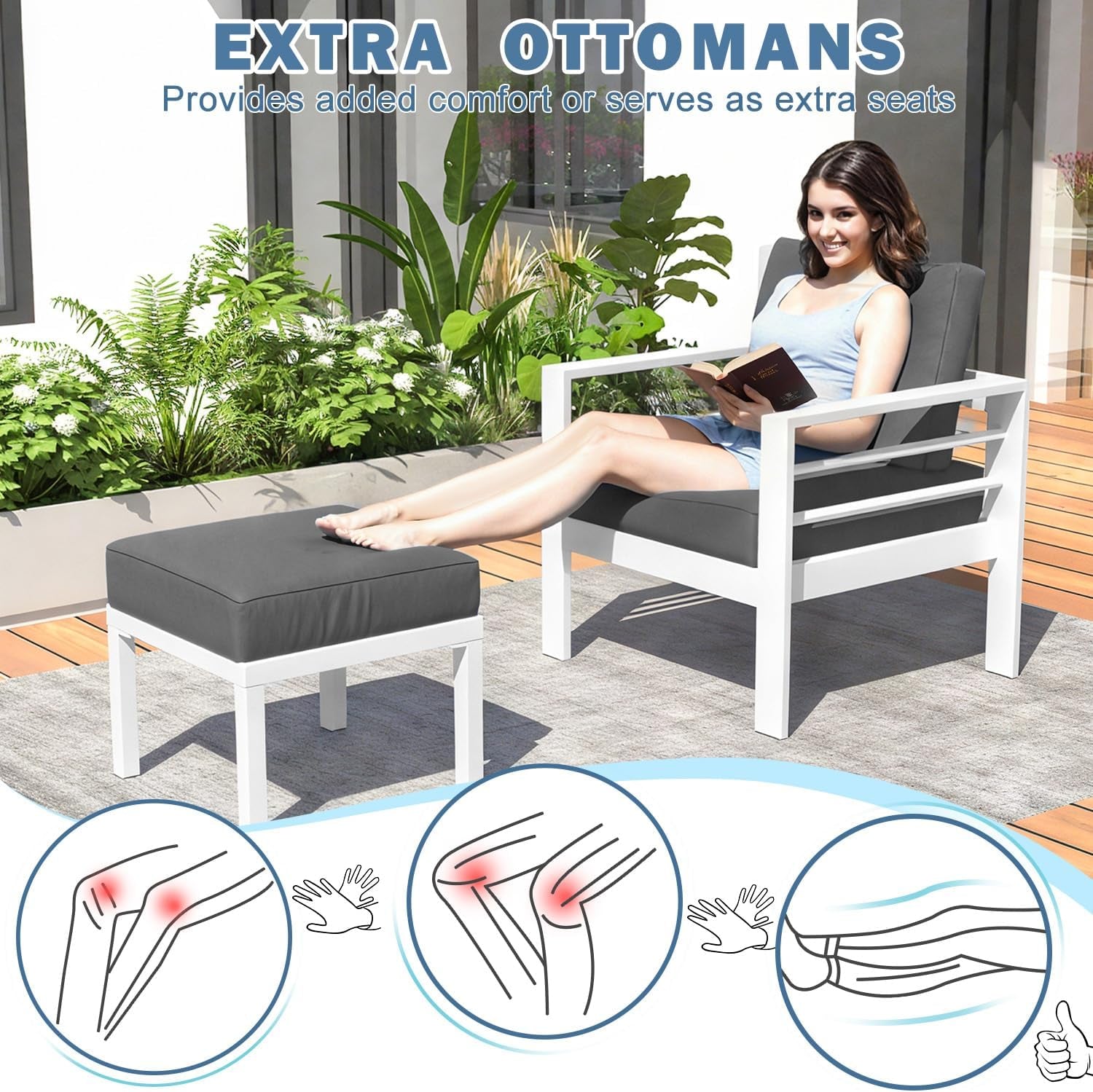Modern Aluminum Patio Furniture Set with Cushions and Table-1