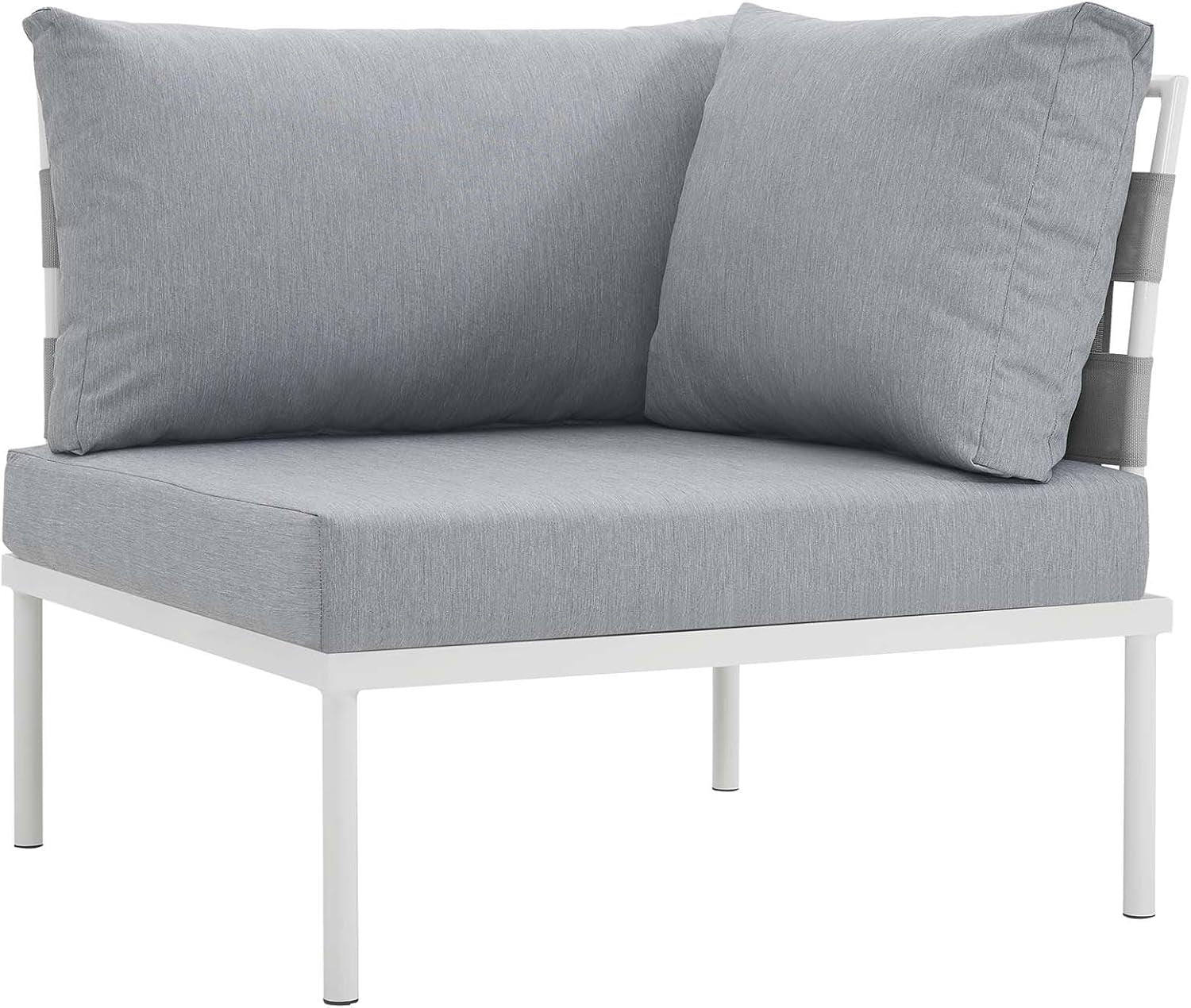 Aluminum Outdoor Patio Sectional Sofa Set White Gray-4