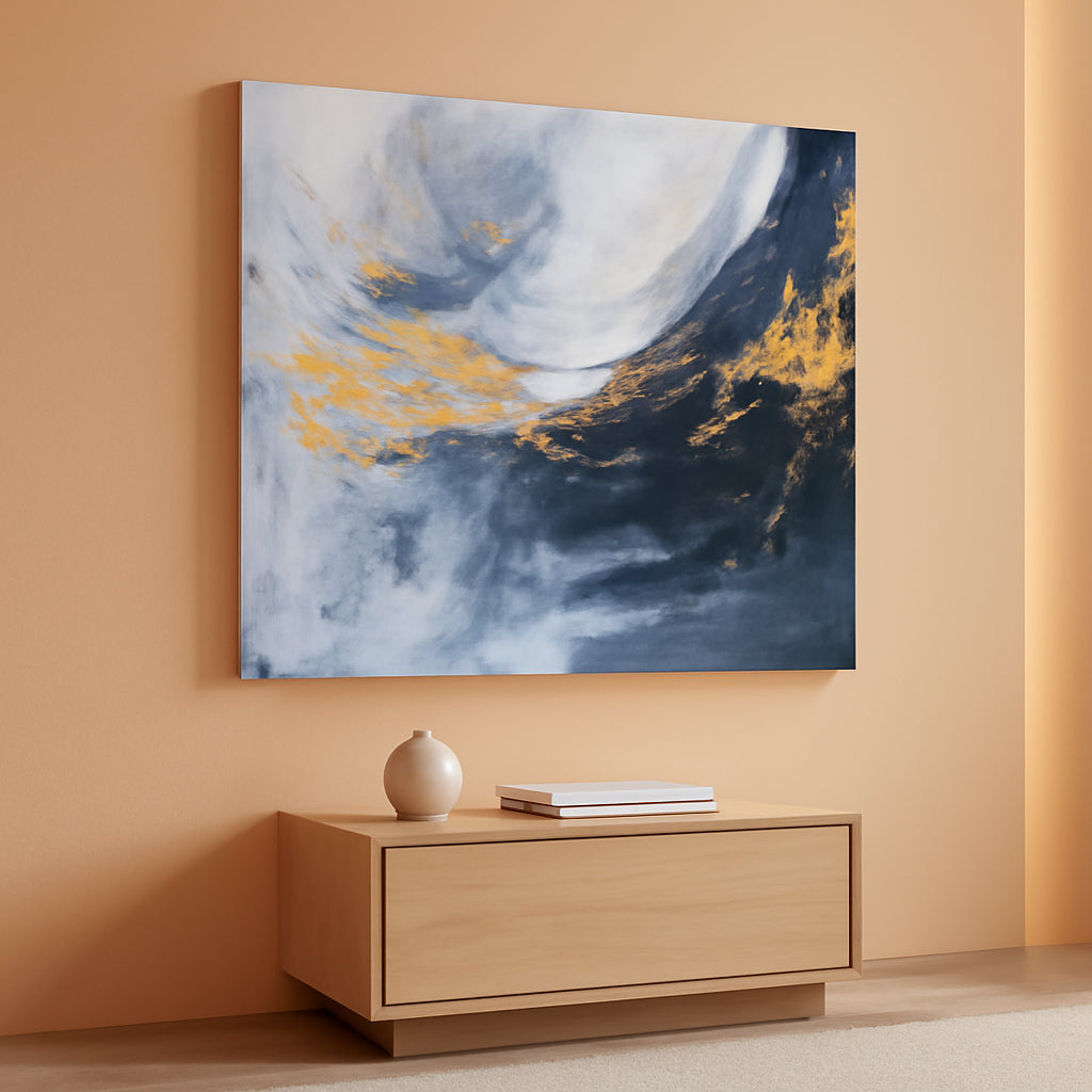 Abstract Canvas Wall Art 40X20 Inches Large Black White-0