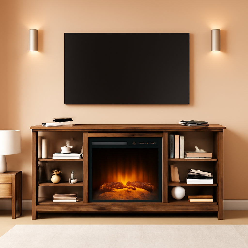 58" Brown Fireplace TV Stand for 65" TV-0