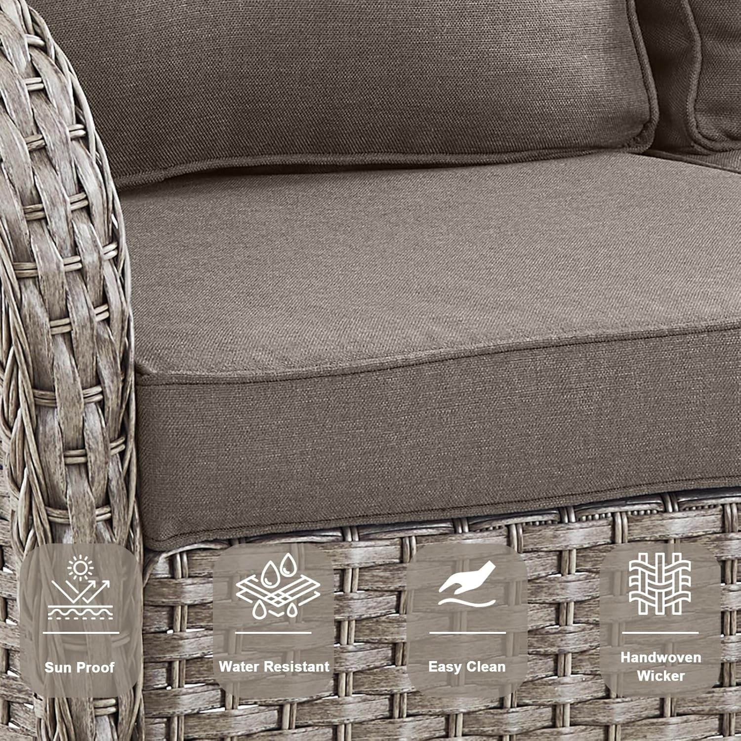 5 Piece Outdoor Patio Set Gray Wicker Swivel Rockers-4