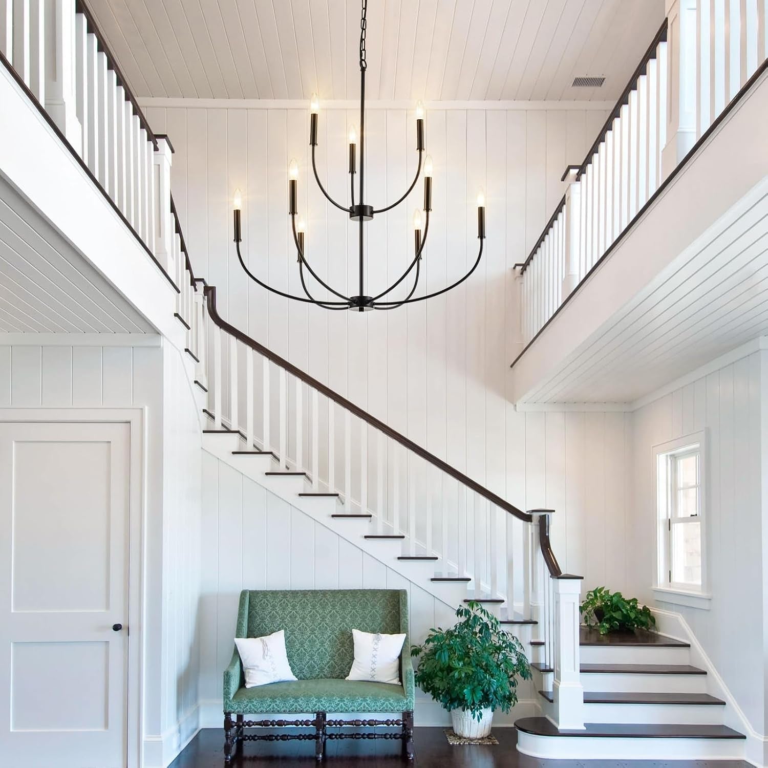Nine Light Black Chandelier For Entryway Modern Farmhouse-1