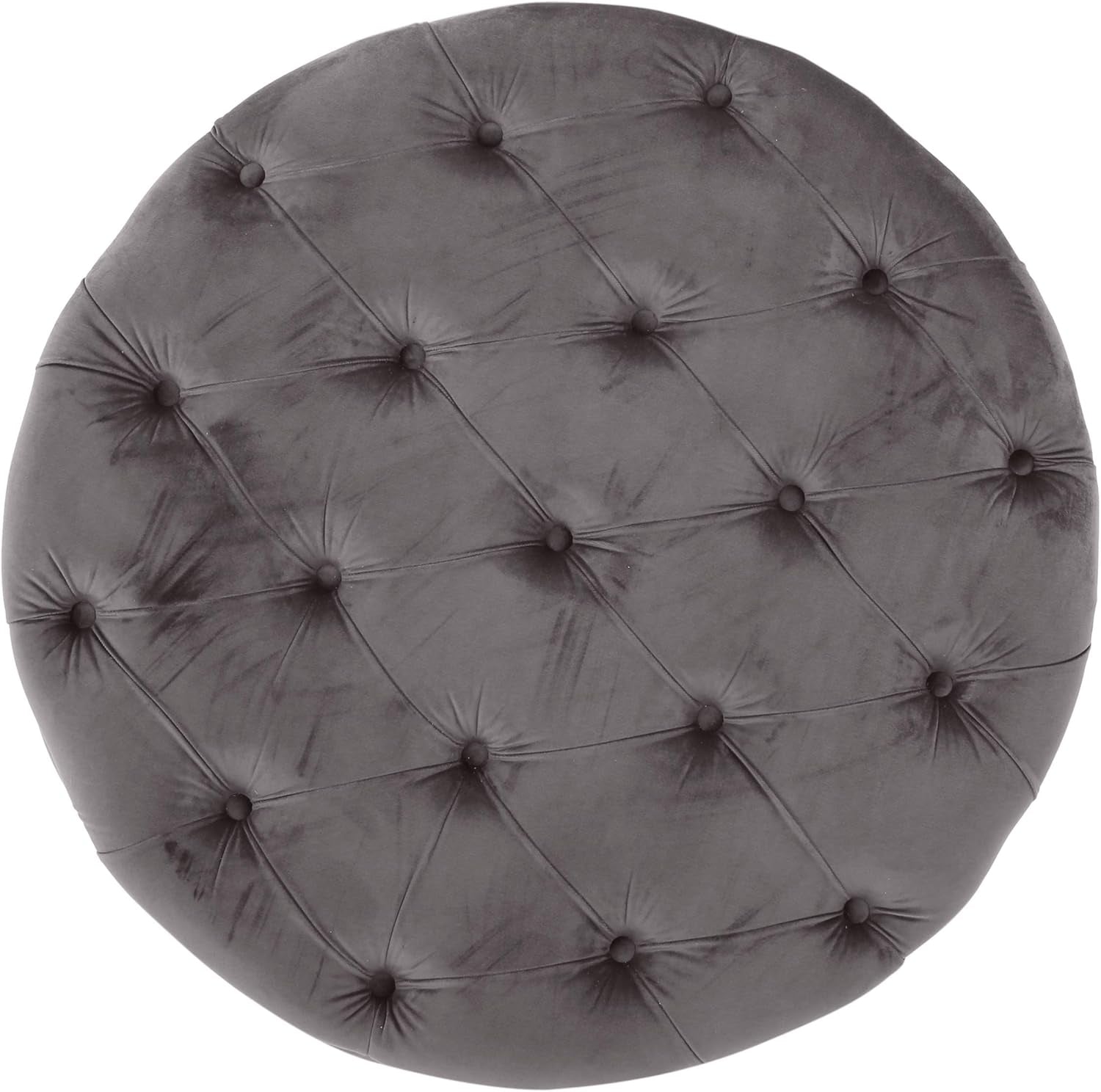 Grey Velvet Button Tufted Diamondlike Stitch Ottoman-4