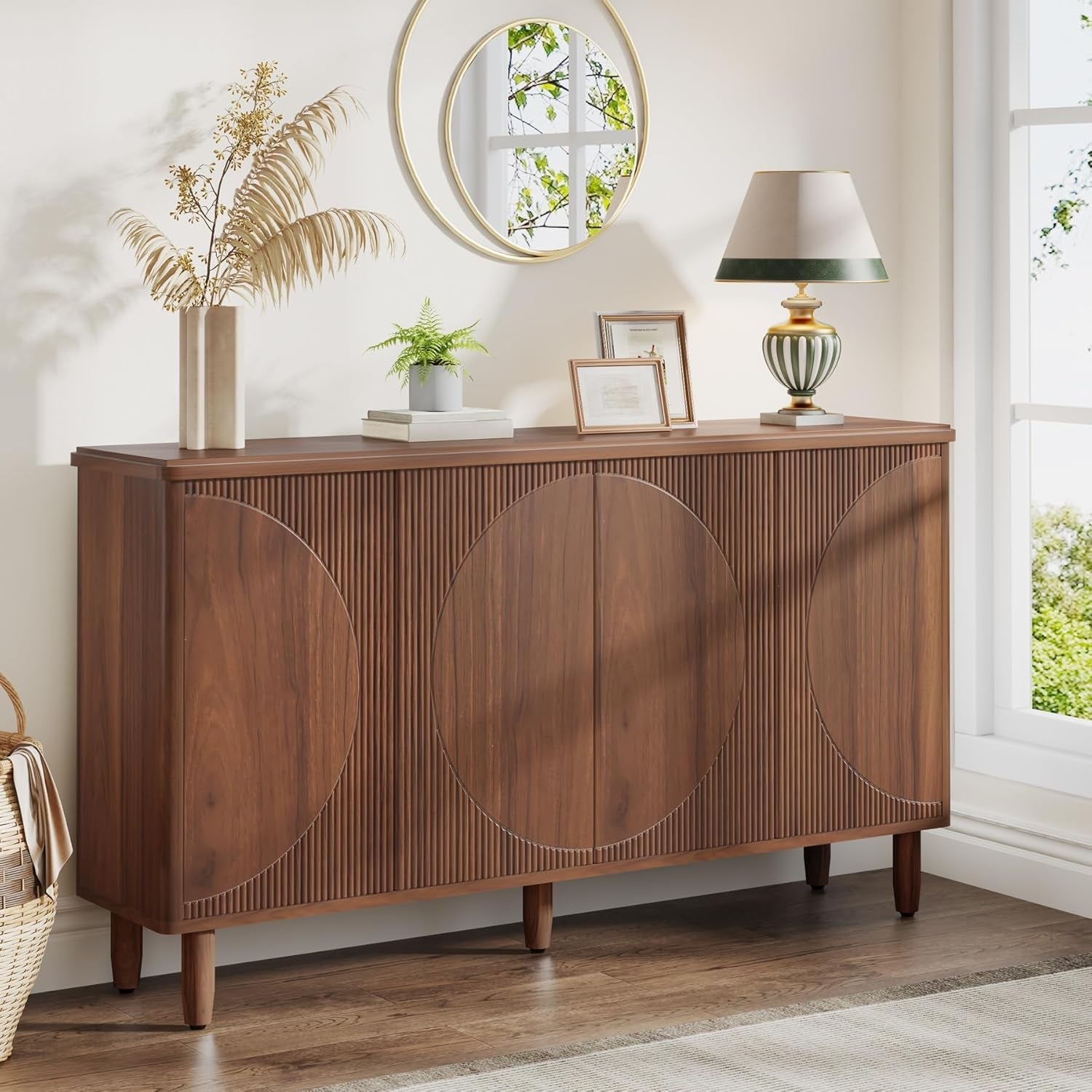 Brown Buffet Cabinet Sideboard With Storage Doors Modern-2