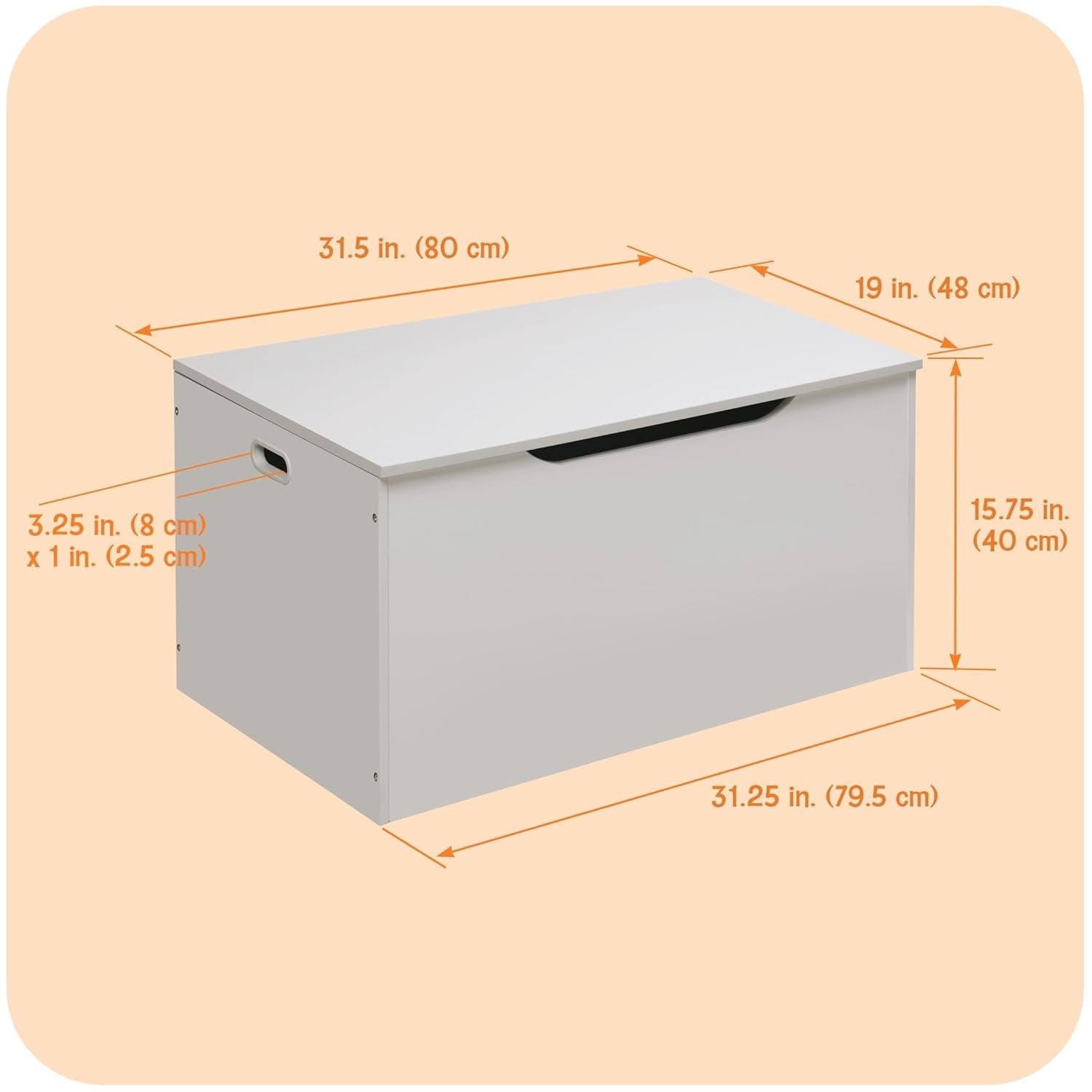 White Toy Storage Chest Bench FourCubicFeet FlipTopLid-3