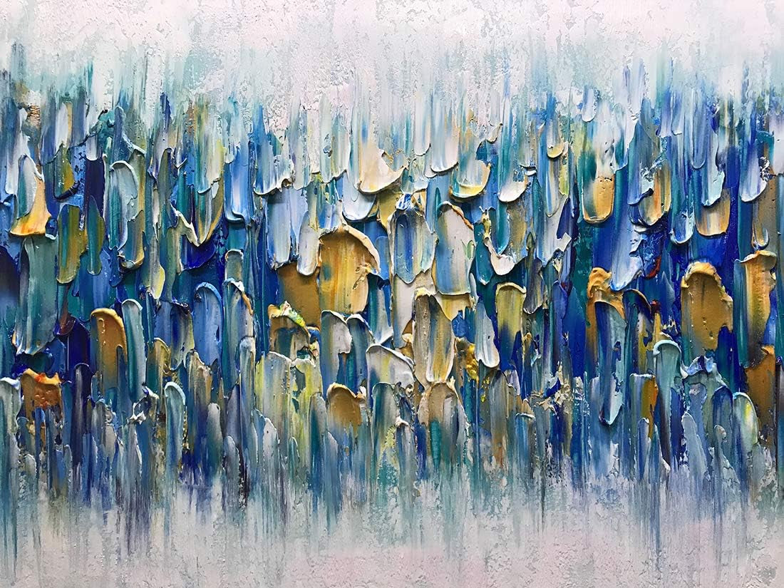 Canvas Wall Art 30x60 Inches Abstract Teal Blue Gradient Palette-1