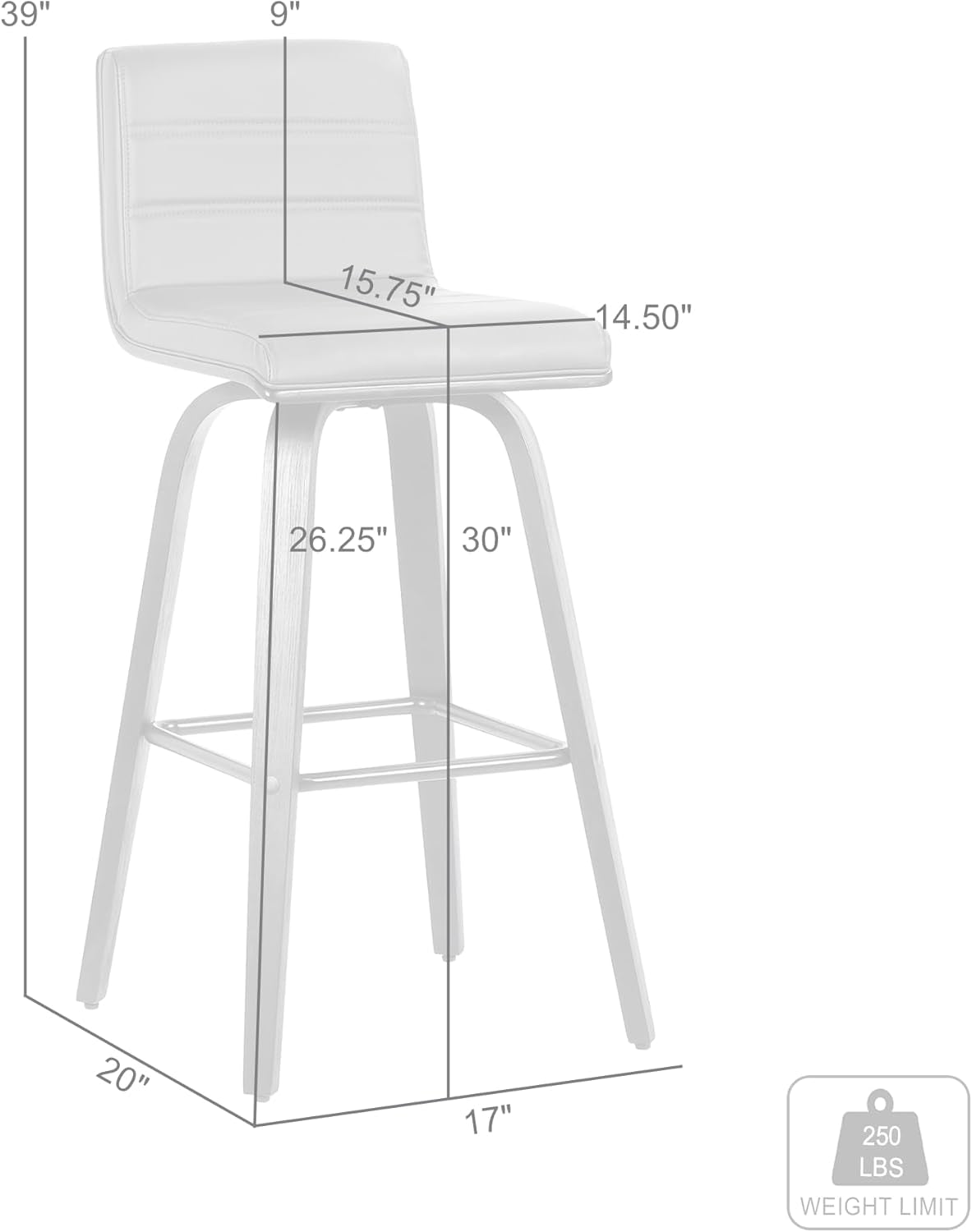 Vienna 30 Inch Bar Height Bar Stool Grey And Black-2