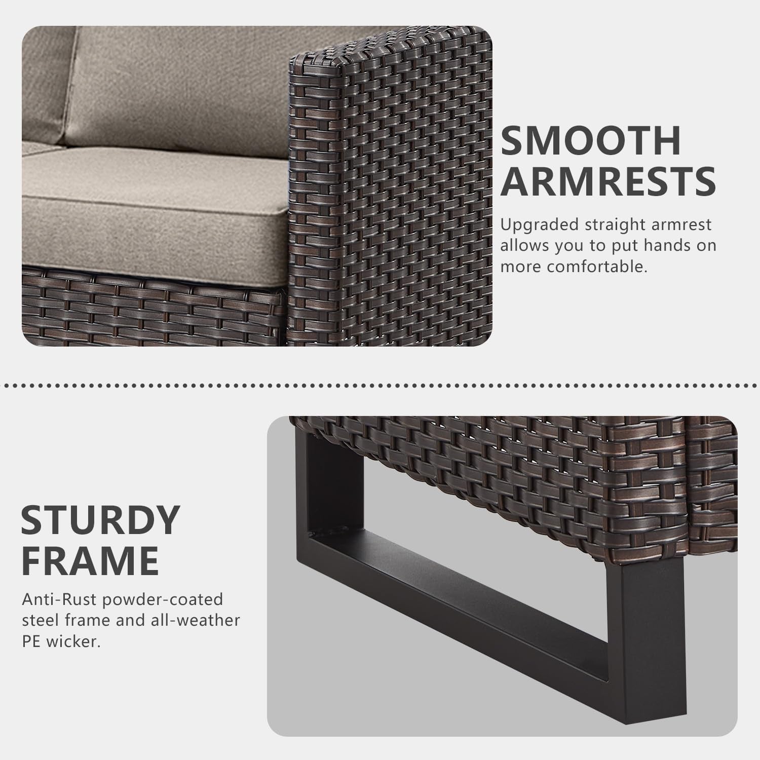 Seven Piece Outdoor Wicker Patio Furniture Set With Swivel Rockers-4