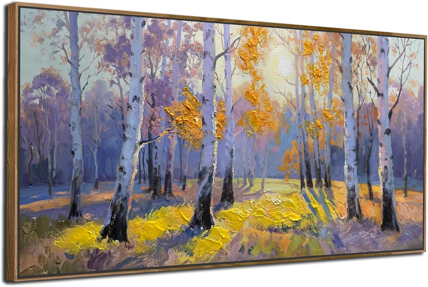 Birch Forest Canvas Wall Art Living Room 58x29 Framed-1