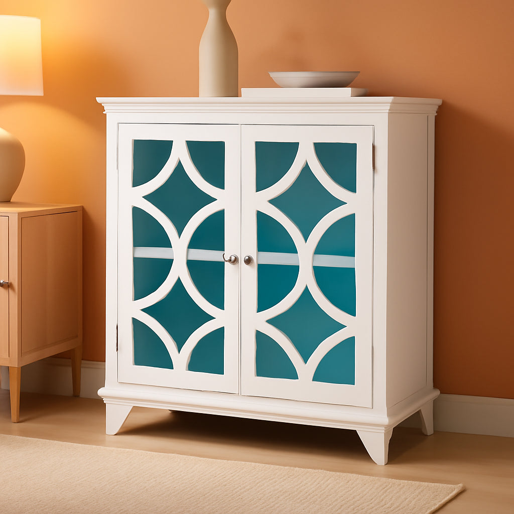 FEER Kitchen Storage Cabinet Buffet Sideboard with Glass Doors and Adjustable Shelves-0