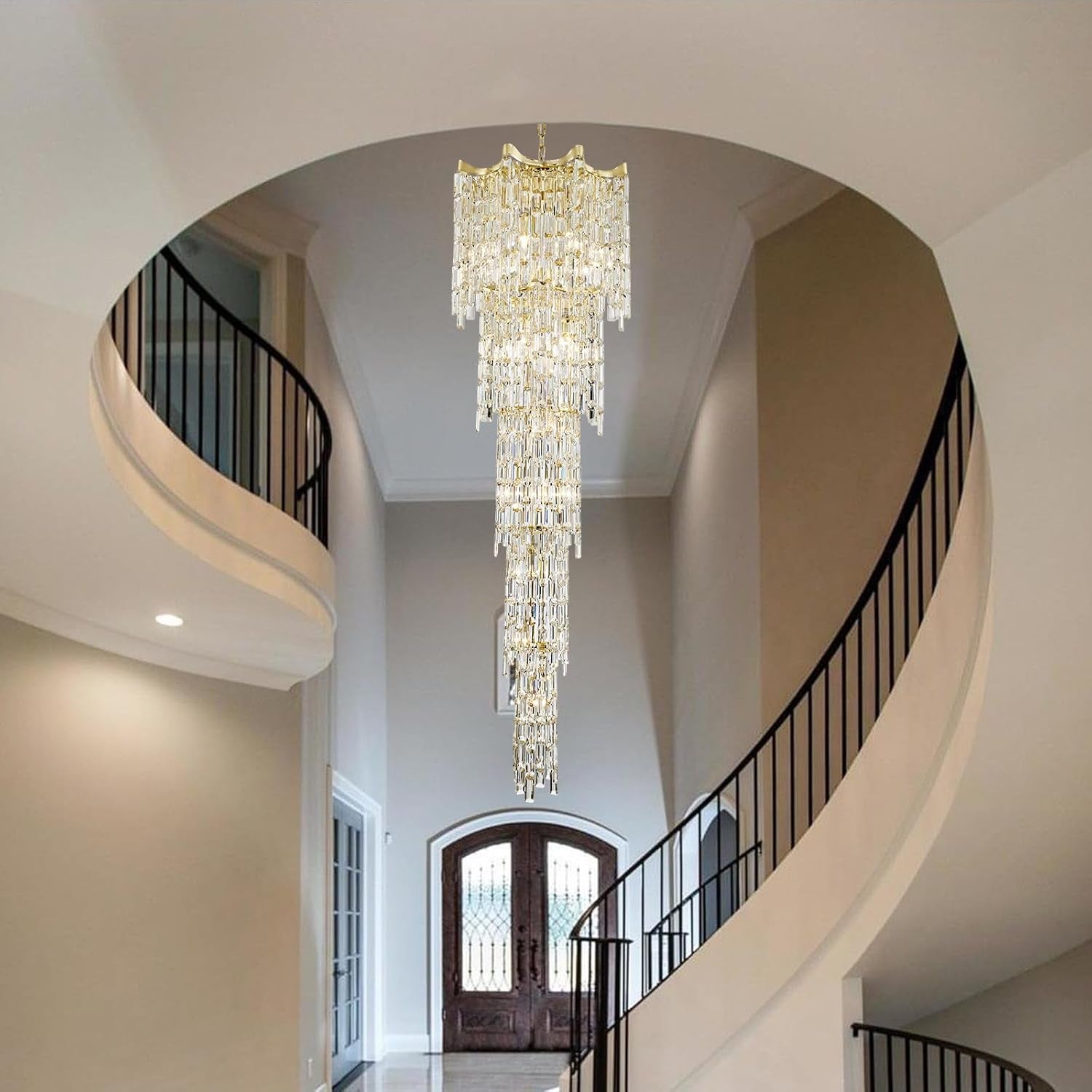 Seventy Nine Inch Gold Crystal Chandelier With K9 Crystals-3