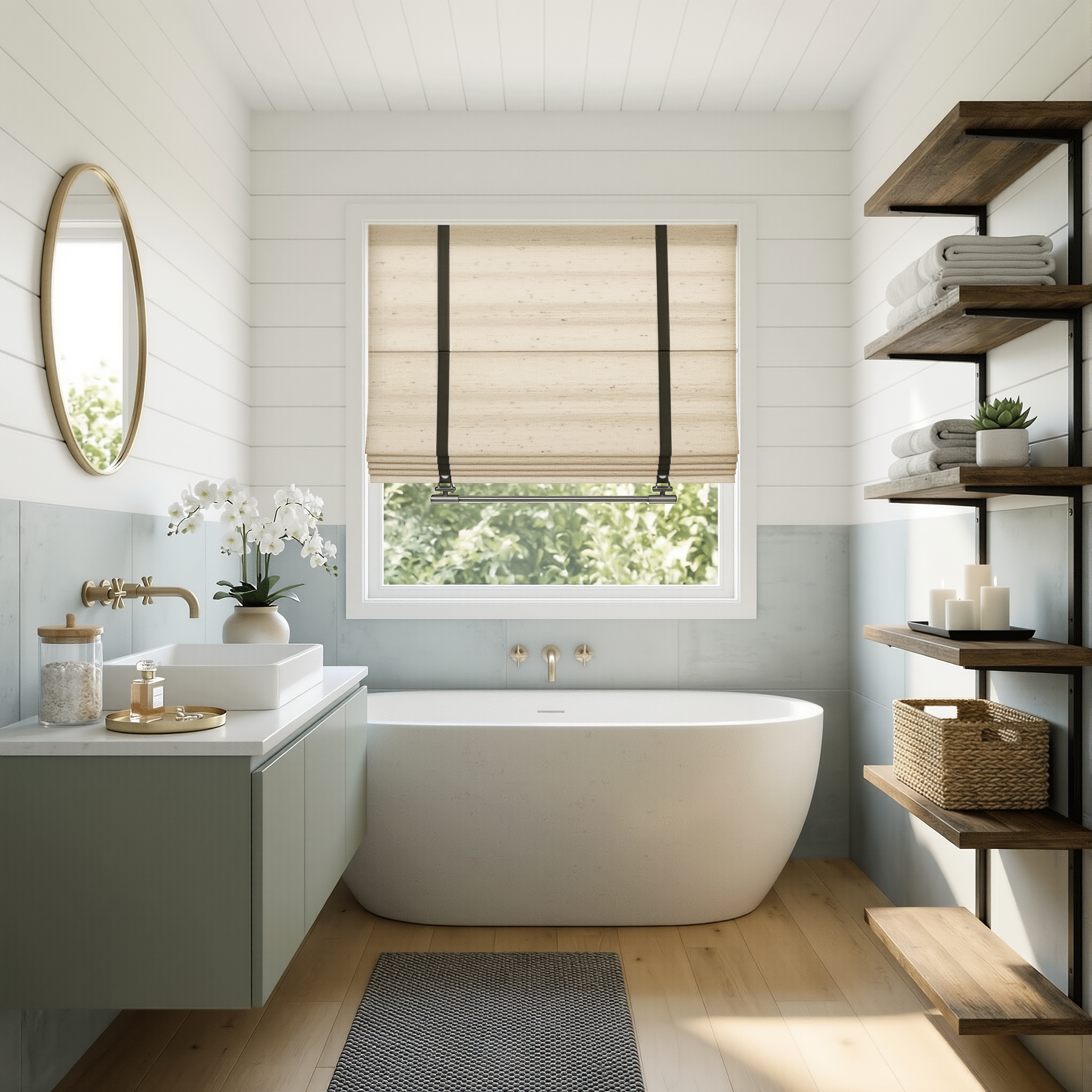 Beatrice Custom Linen Roman Shades-2