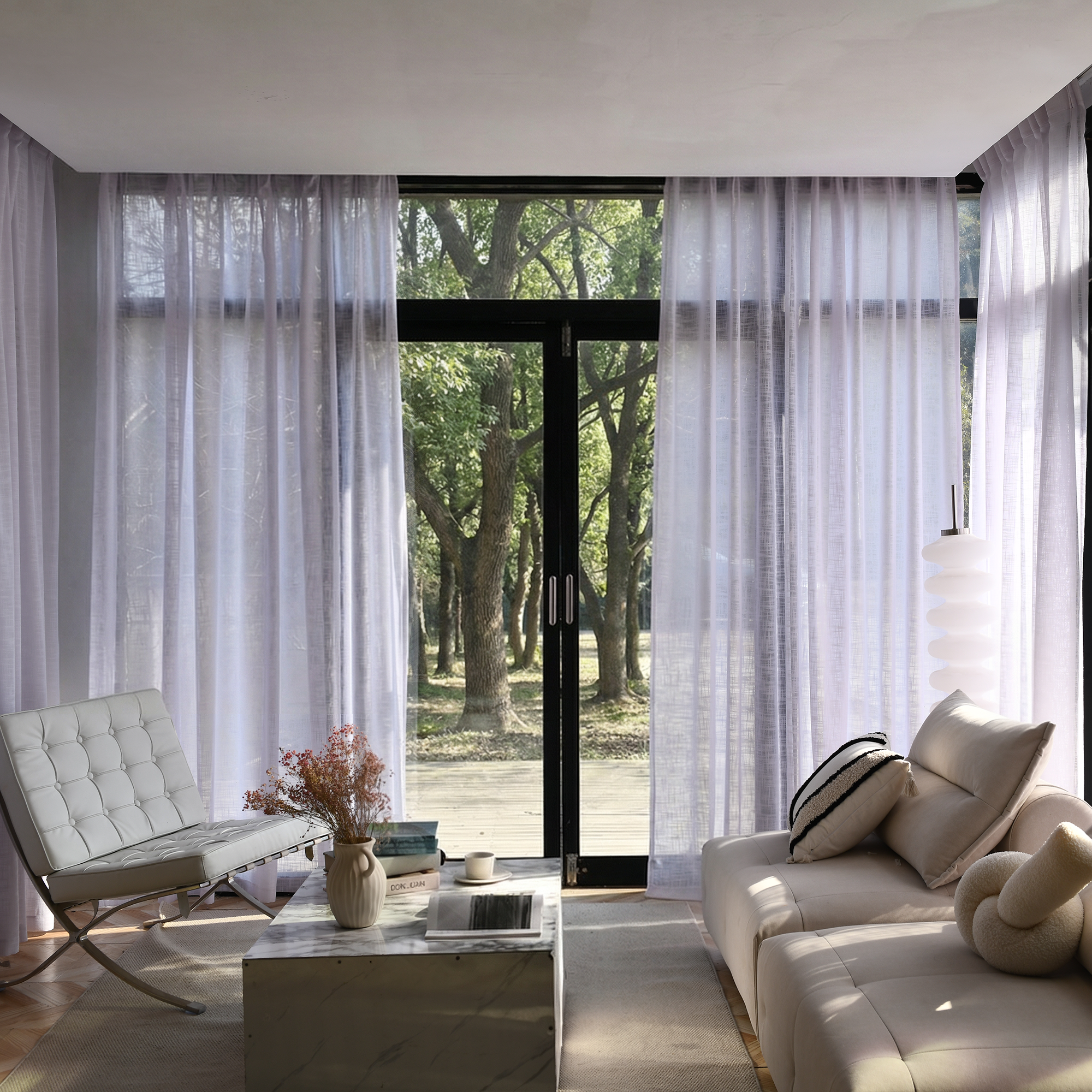 Custom Linen Sheer Solid Curtains
