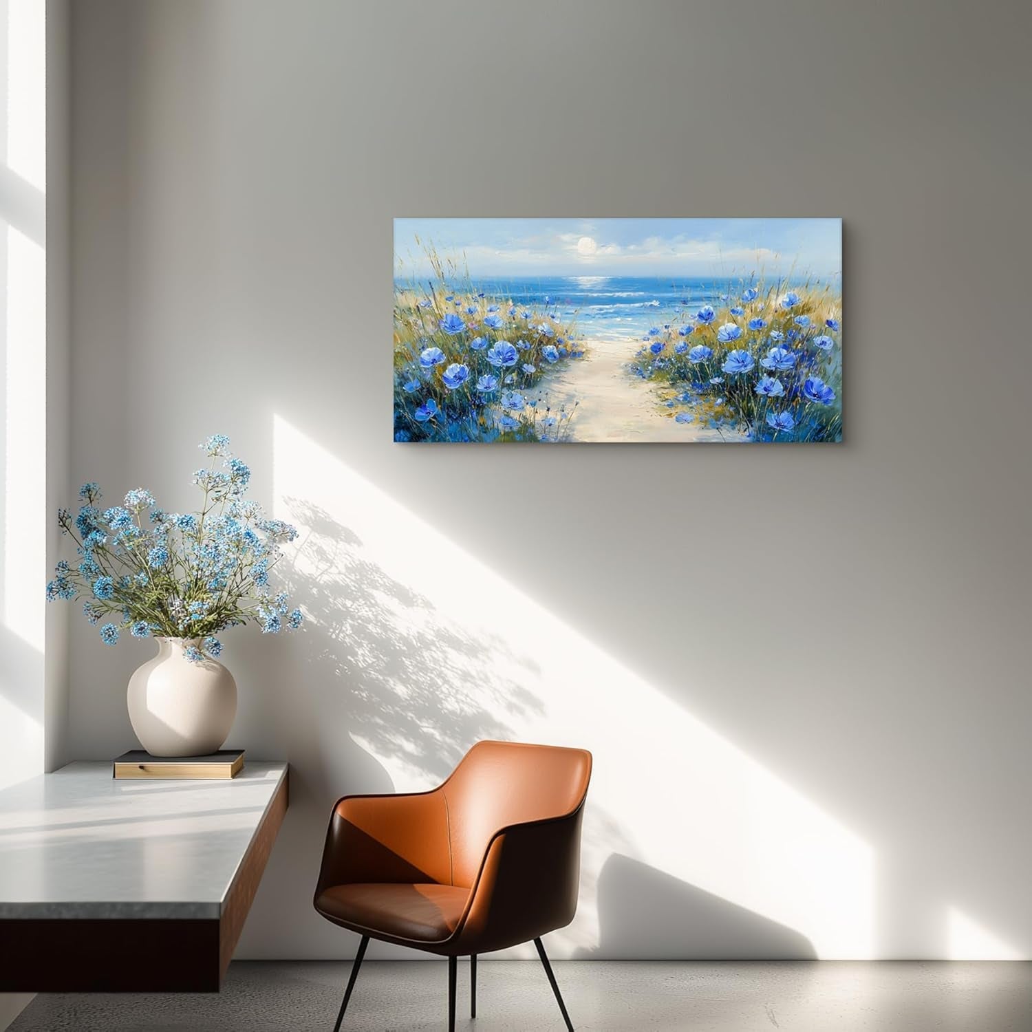 Cerulean Blue Oceanic Coastal Landscape Canvas Wall Art 20x40-2