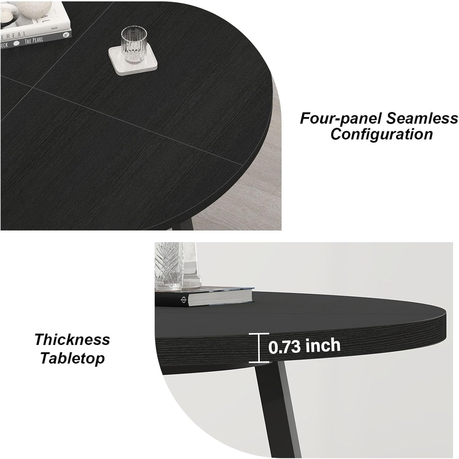 Circular Dining Table 51 Inch BlackStreaked OakwoodFinish-3