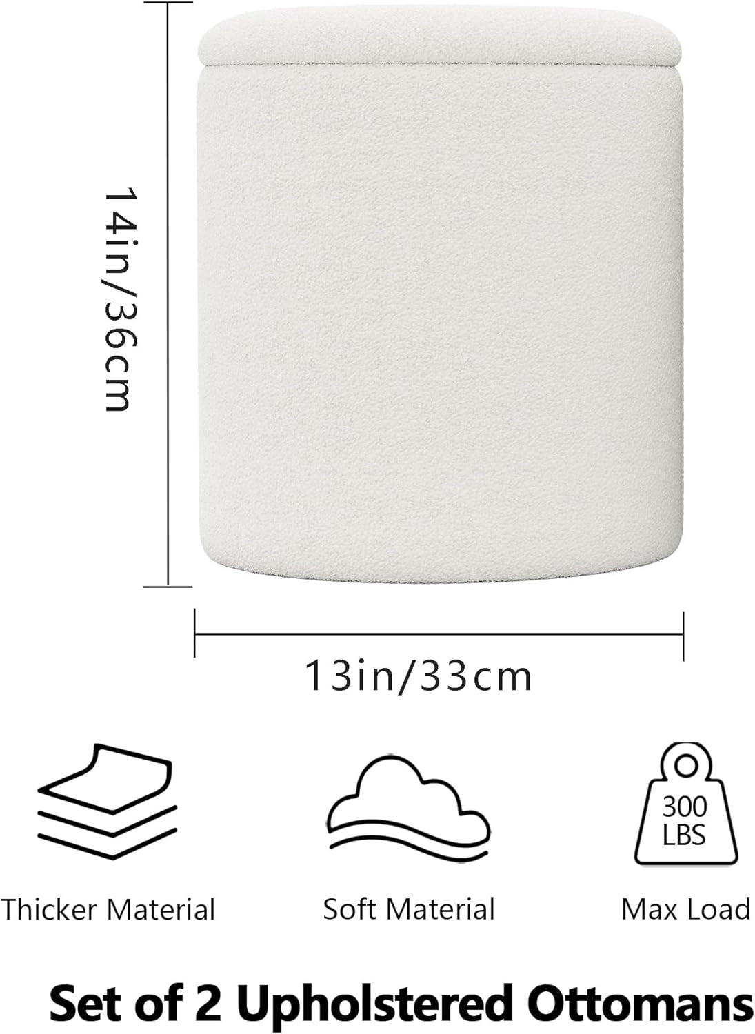 White Storage Ottoman Pouf With Hidden Compartment-1