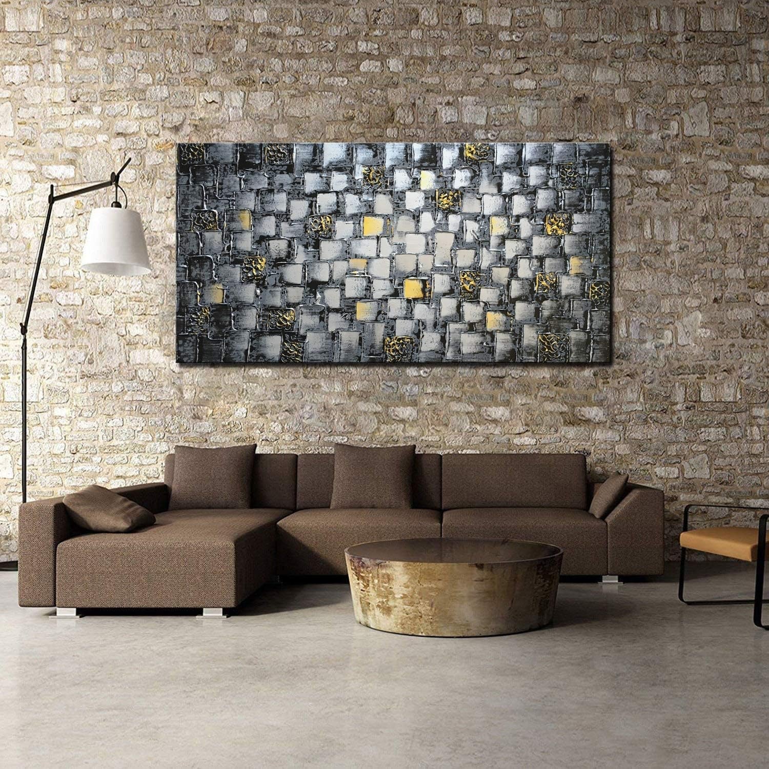 Large Abstract Canvas Wall Art Hand Painted 60x30 Inches-2