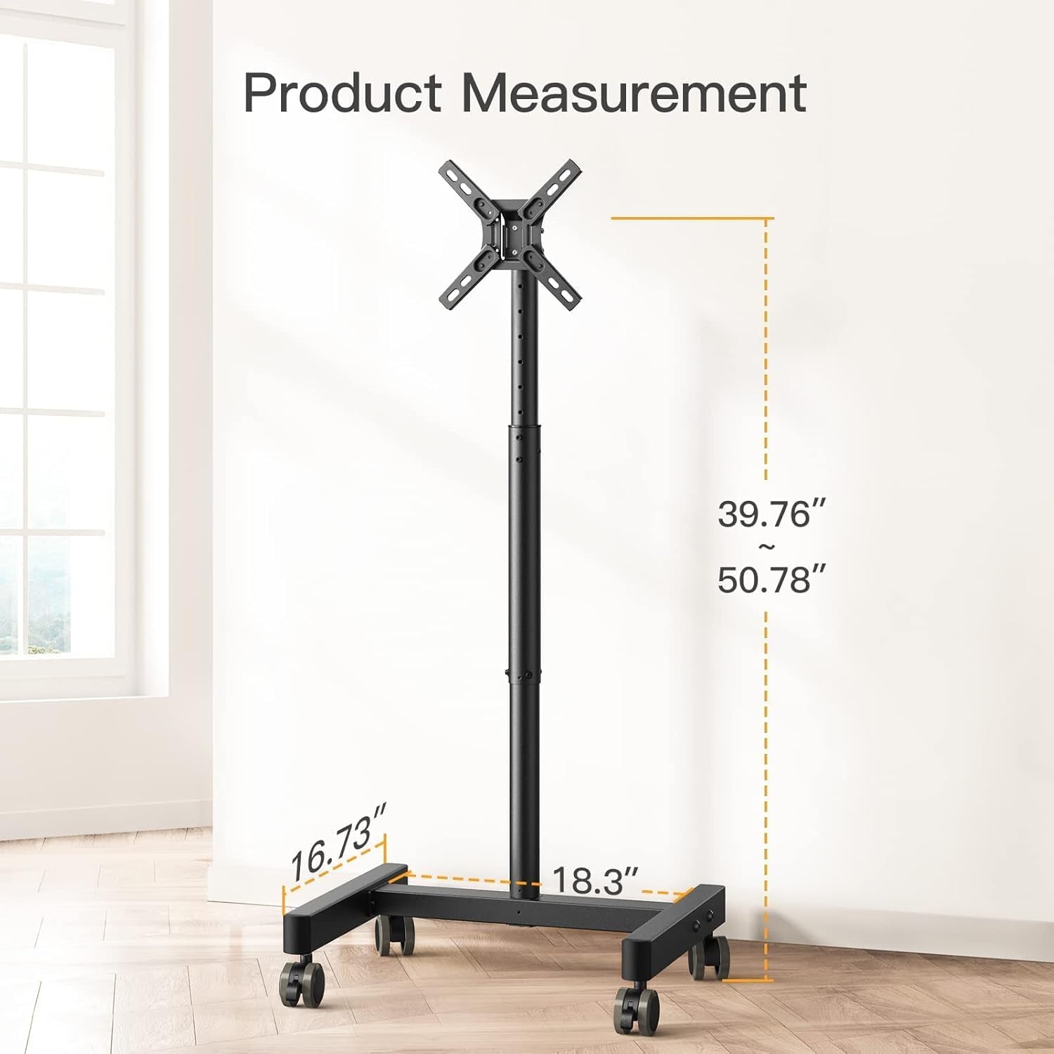 Mobile TV Cart, Rolling TV Stand for 13-50 Inch Tvs with 30° Tilt Universal TV Cart for LED/LCD/OLED TV Height Adjustable Floor TV Stand Holds 44Lbs Portable Monitor Stand Max VESA 200X200Mm-3