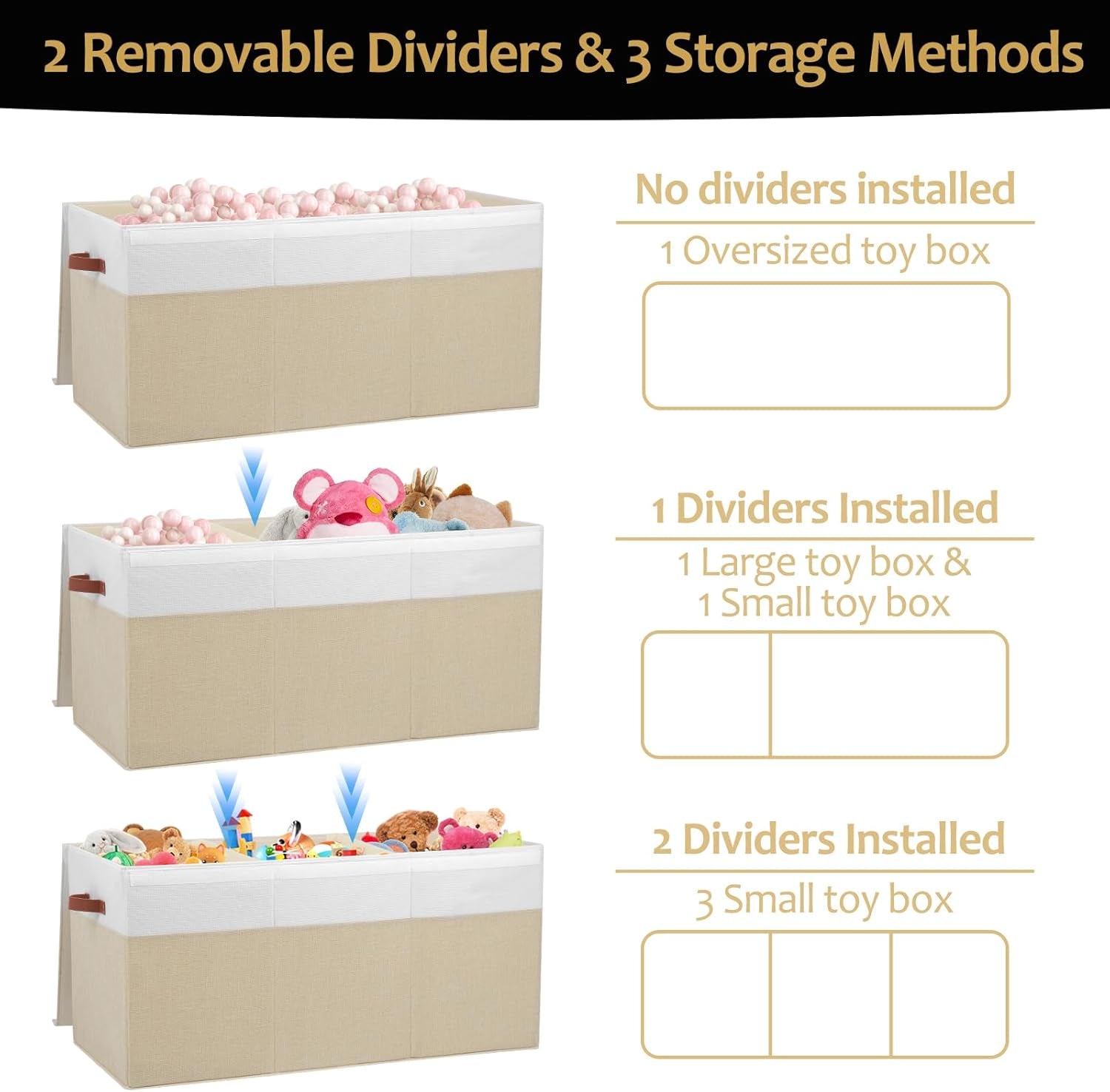 Extra Large Toy Storage Container Bin With Dividers-2