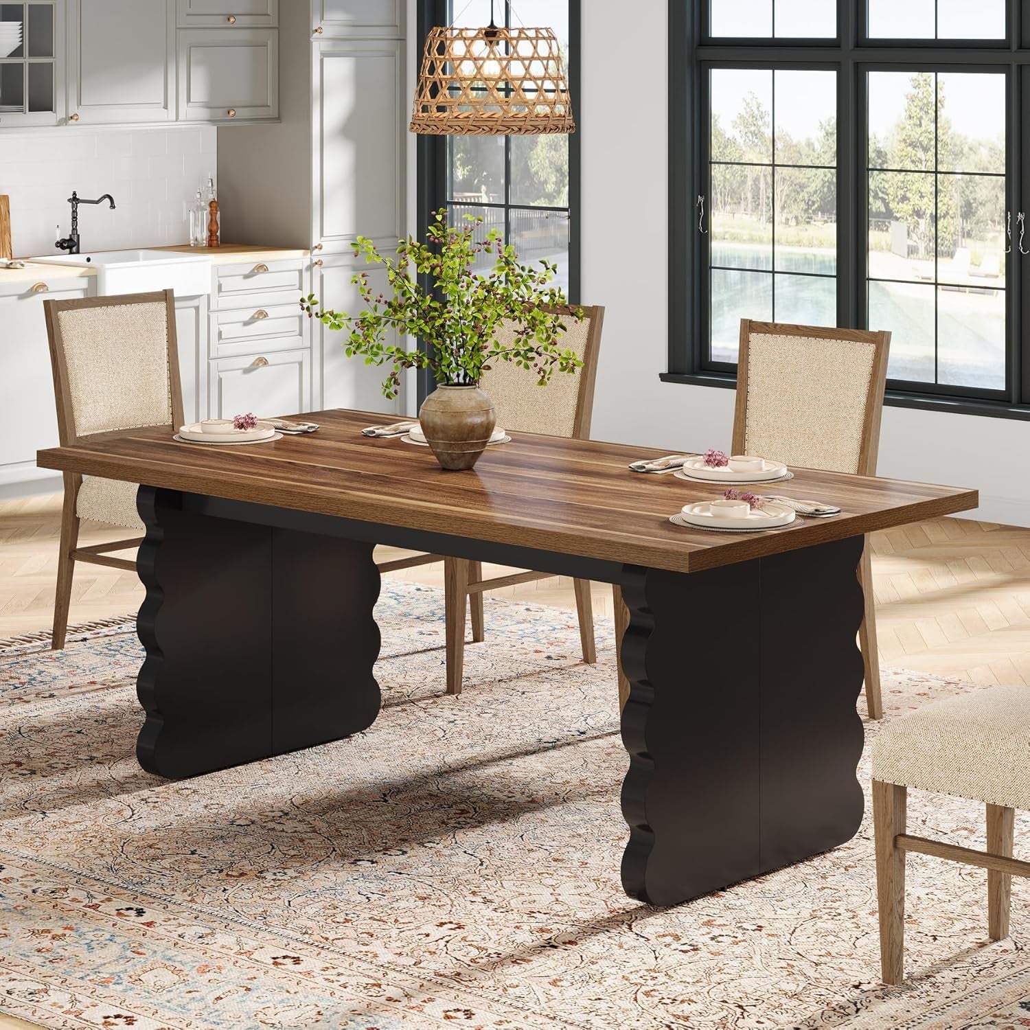 63 Inch Modern Wooden Dining Table Rectangular Kitchen-2